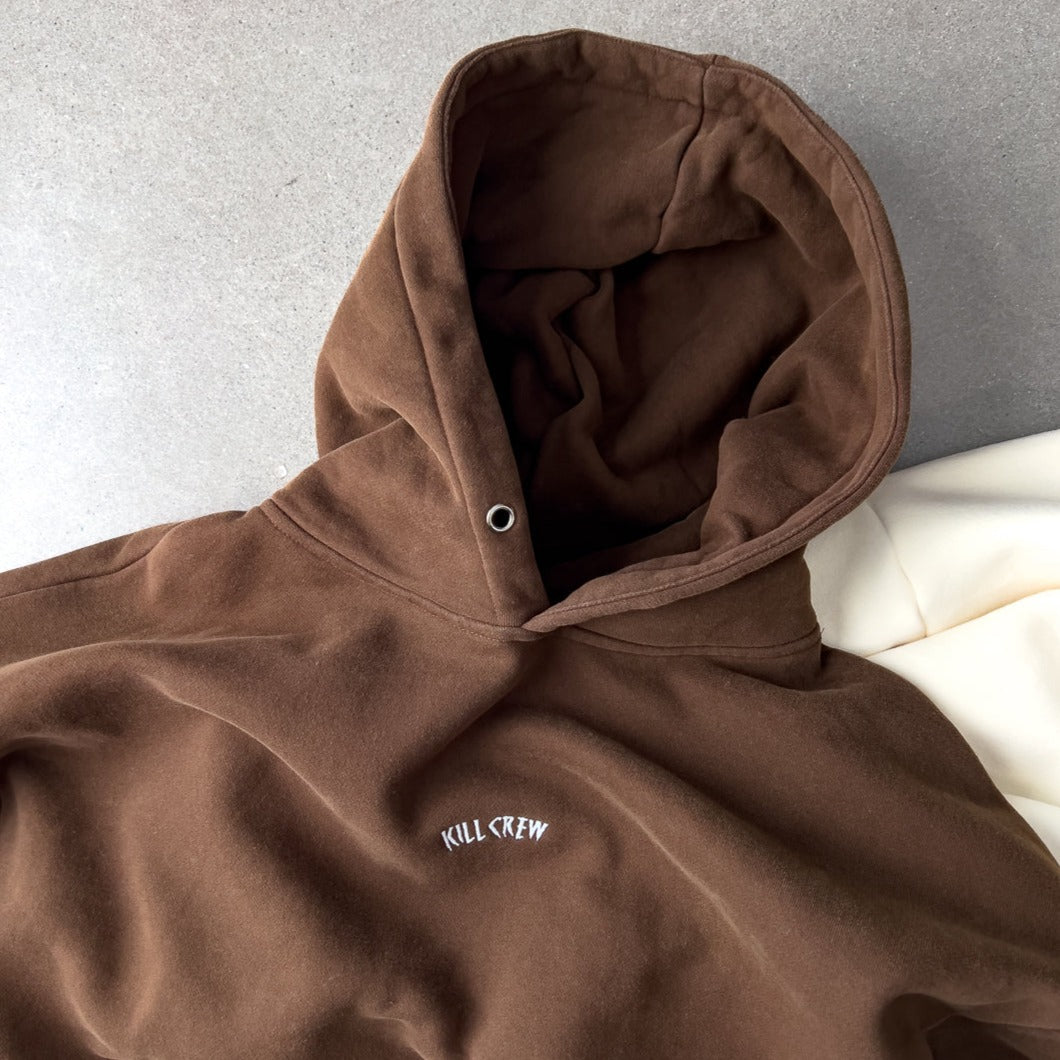 OVERSIZED LUX SIMPLE HOODIE - BROWN