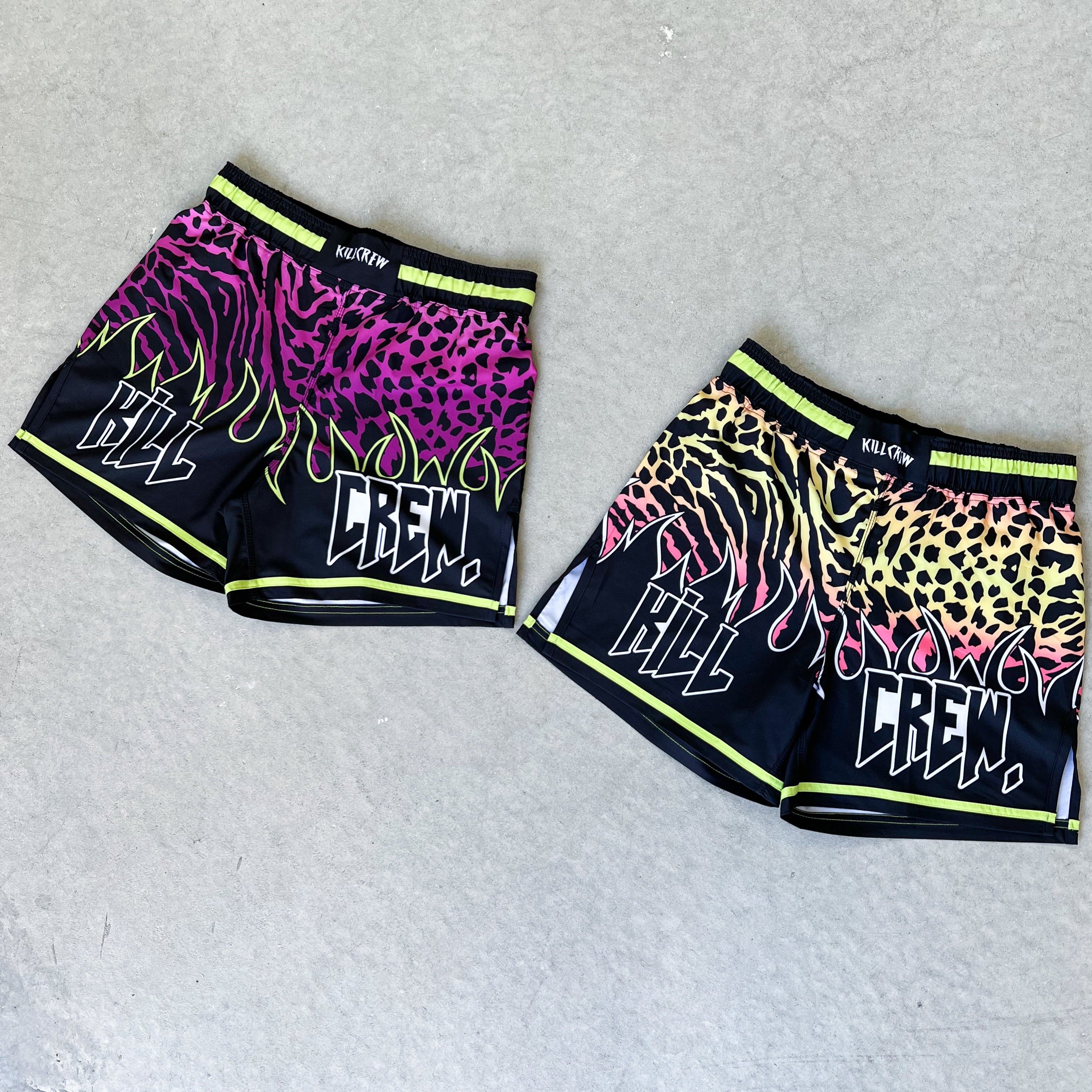 BSEM FIGHT SHORTS (THAI CUT) - PURPLE / GREEN