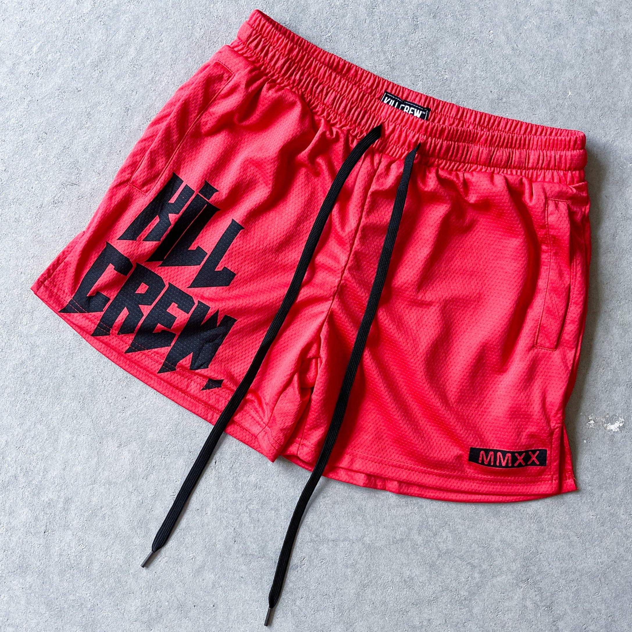 MUAY THAI SHORTS (MID THIGH CUT) v2 - RED