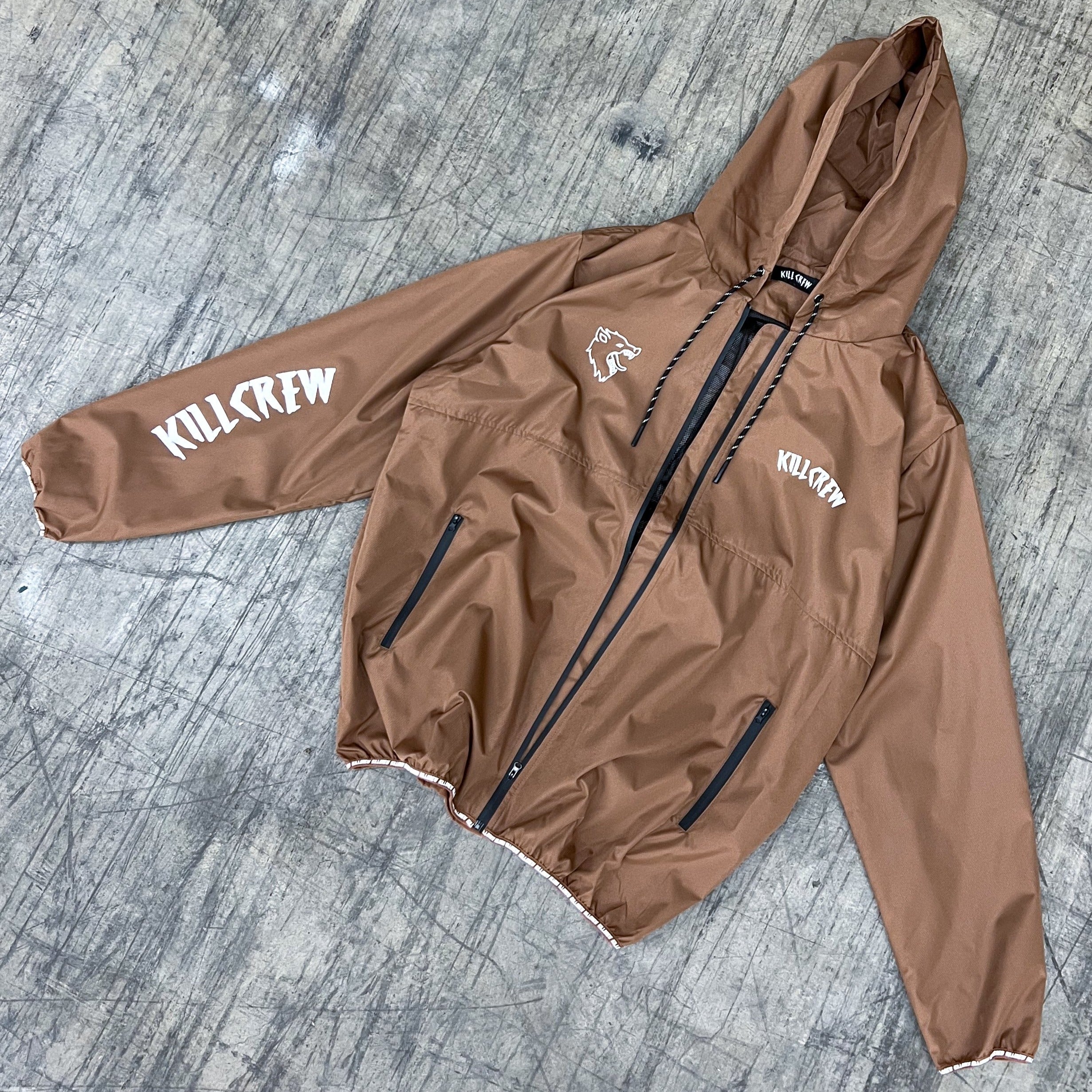 WOLF QUICK DRY WINDBREAKER - BROWN / WHITE