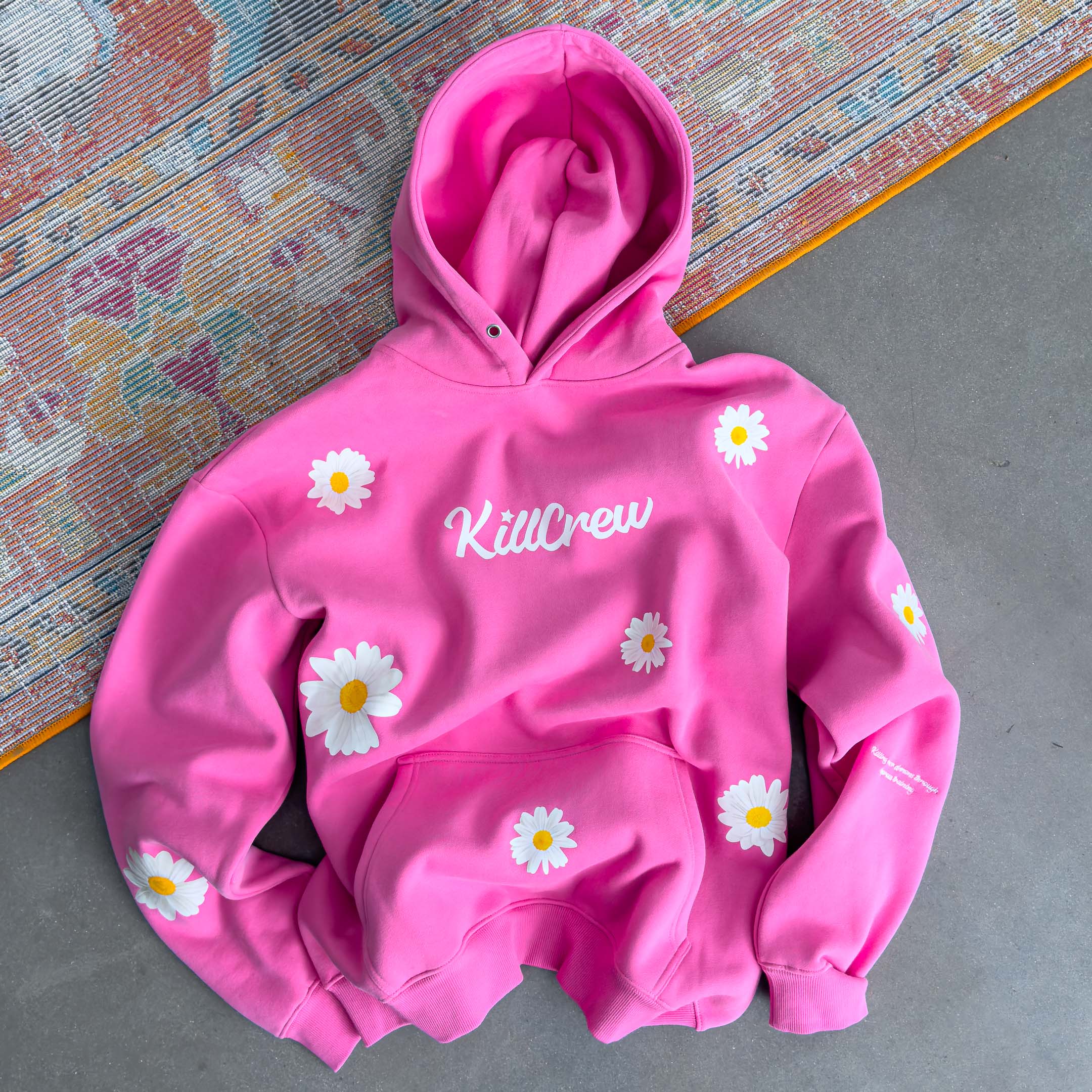 OVERSIZED LUX DAISY HOODIE - PINK