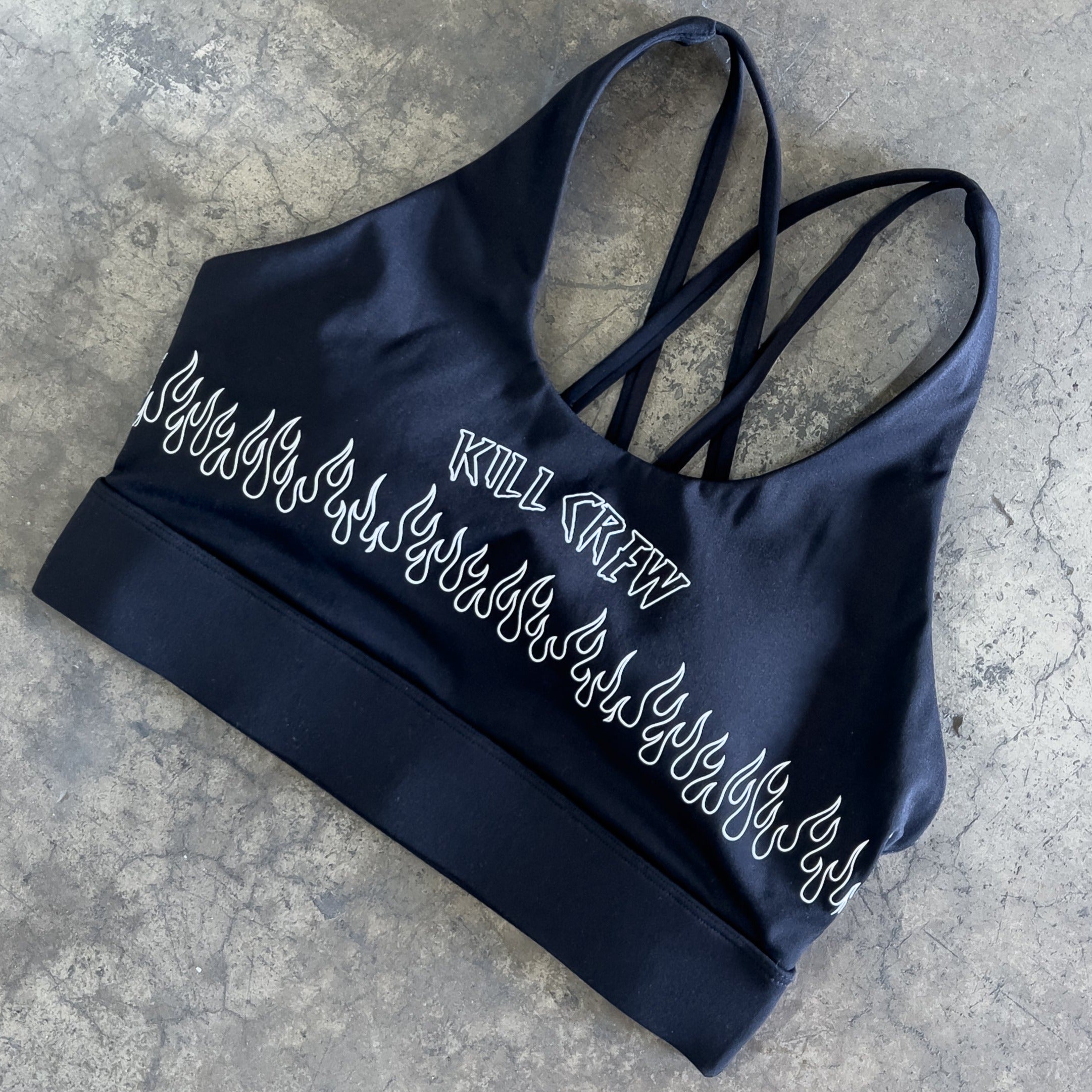 FLAME HIGH SUPPORT SPORTS BRA - BLACK / WHITE