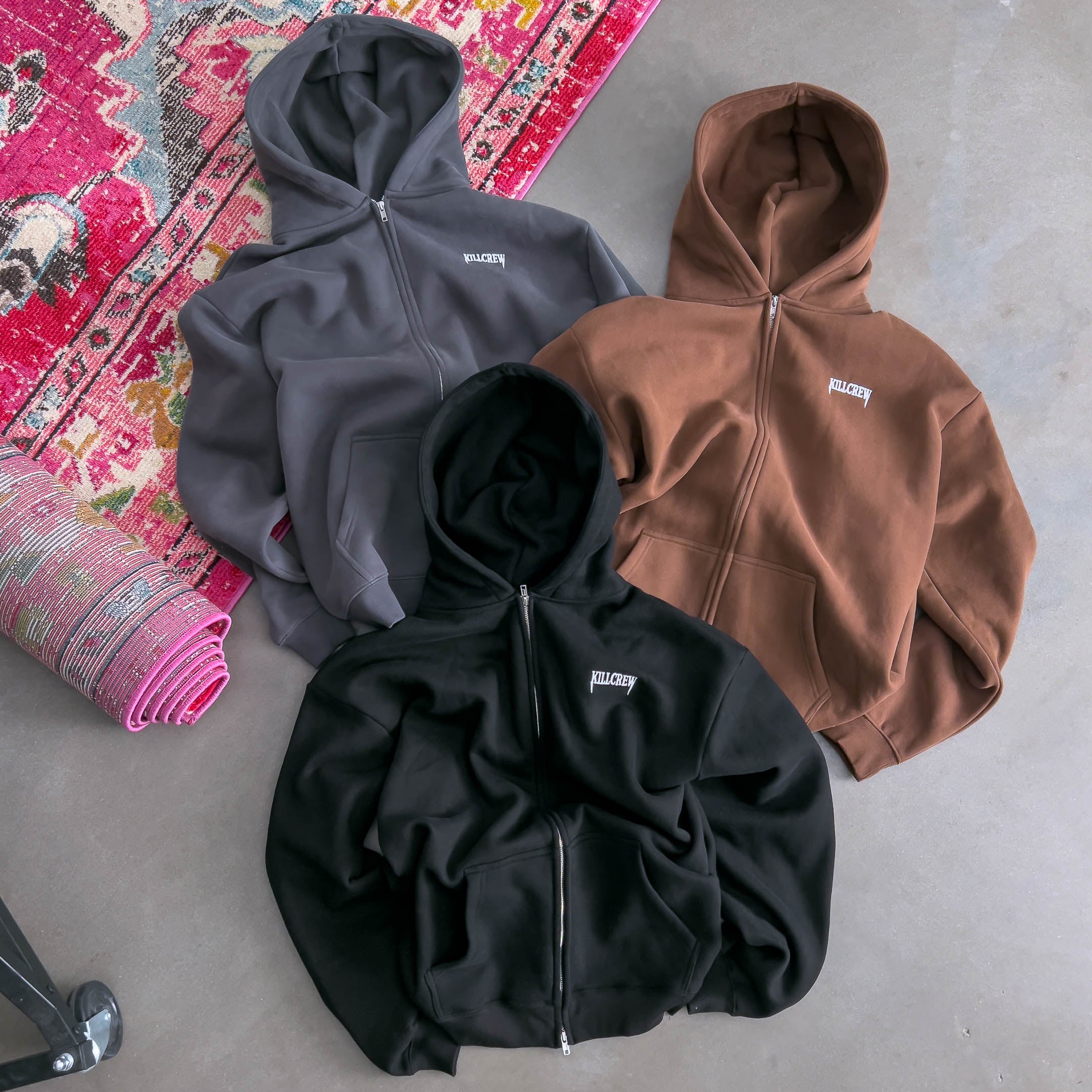 OVERSIZED LUX SIMPLE ZIP UP - BROWN