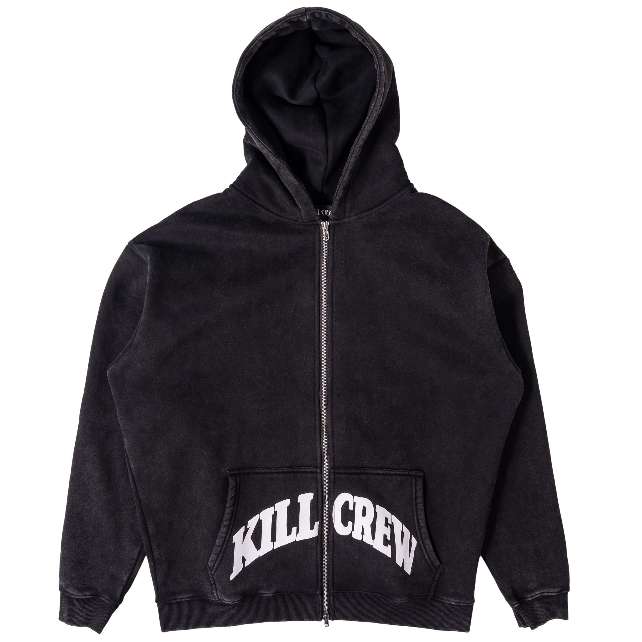 OVERSIZED LUX KILL CREW ZIP UP - BLACK / WHITE