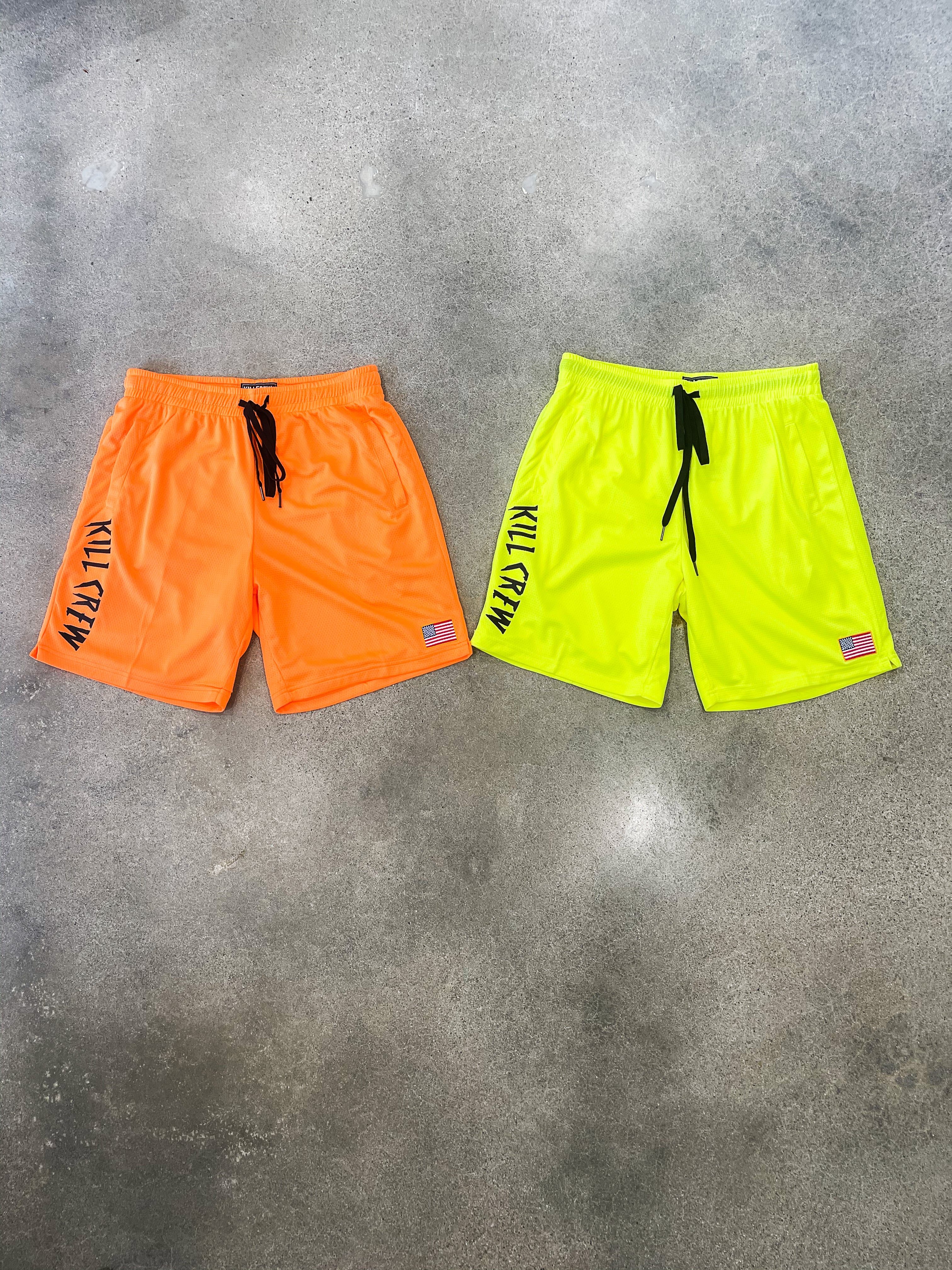 EMBROIDERED FLAG SHORTS - ORANGE