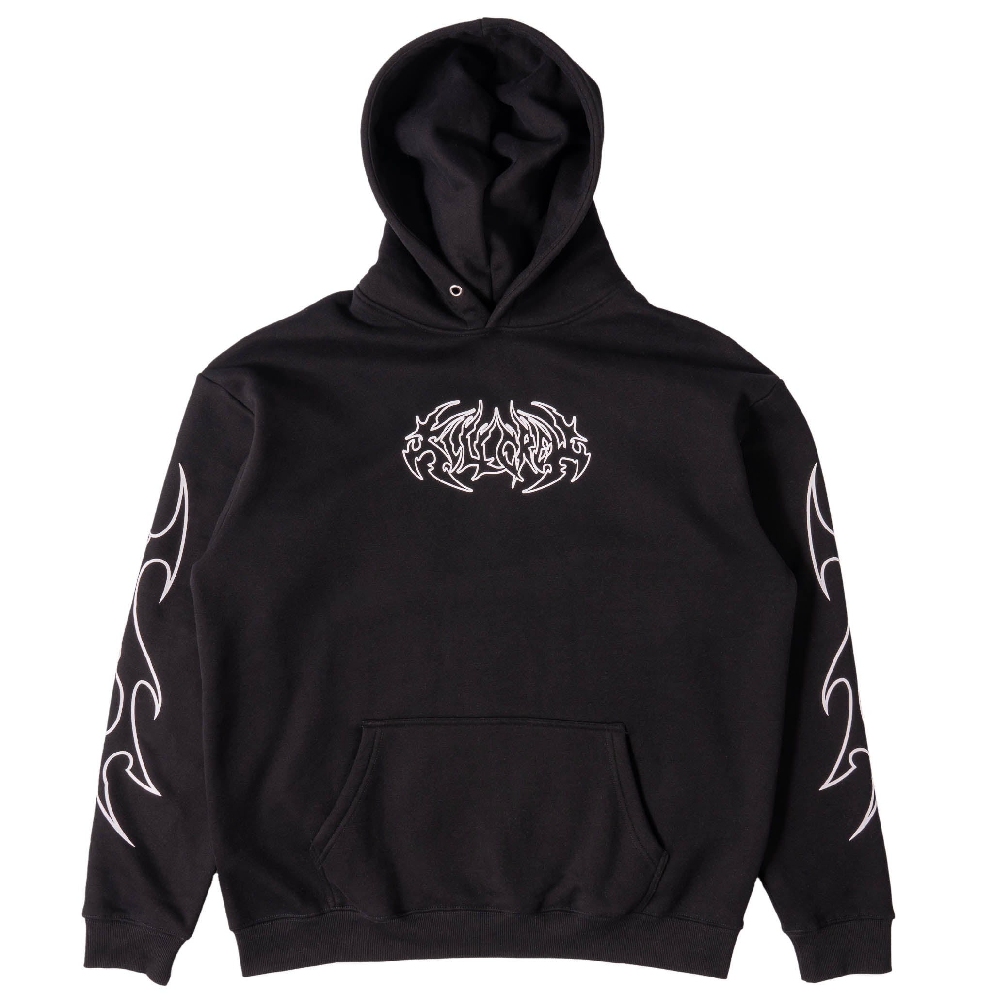 OVERSIZED LUX TRIBAL HOODIE - BLACK / WHITE