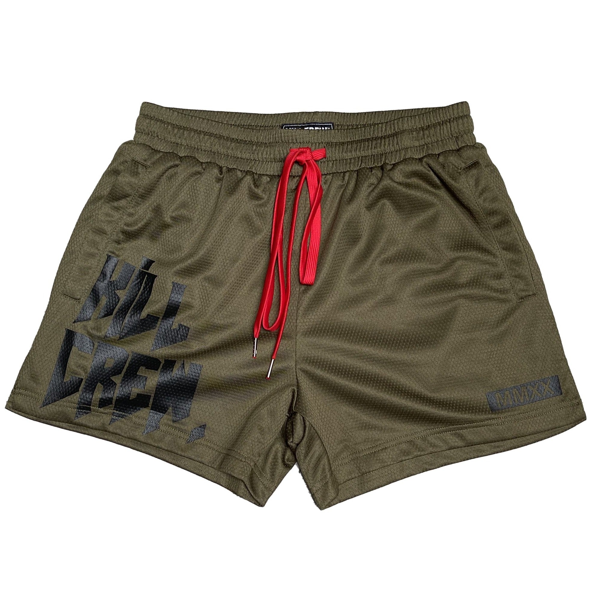 MUAY THAI SHORTS (MID THIGH CUT) v2 - OLIVE