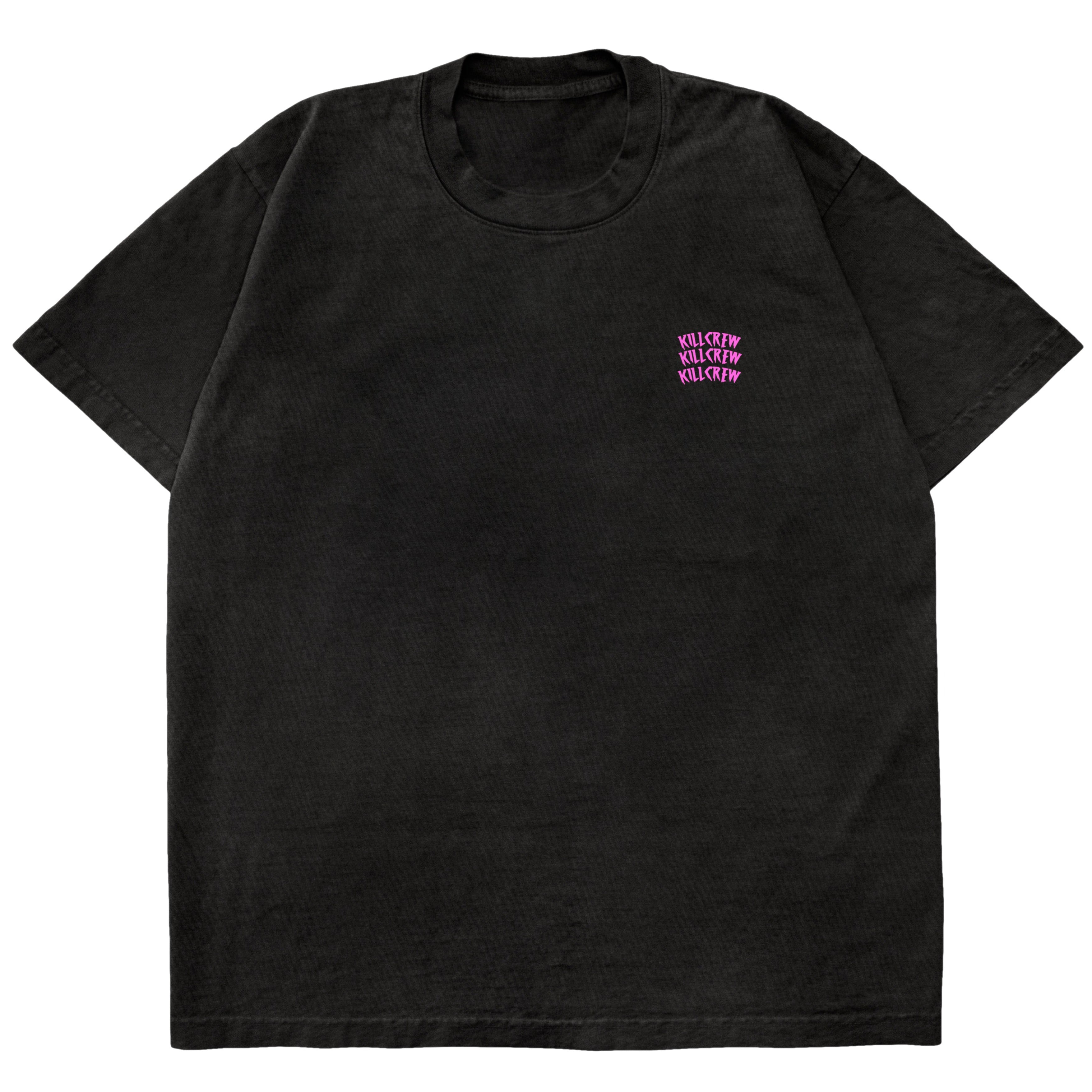 OVERSIZED WAR WOLF T-SHIRT - BLACK / PINK