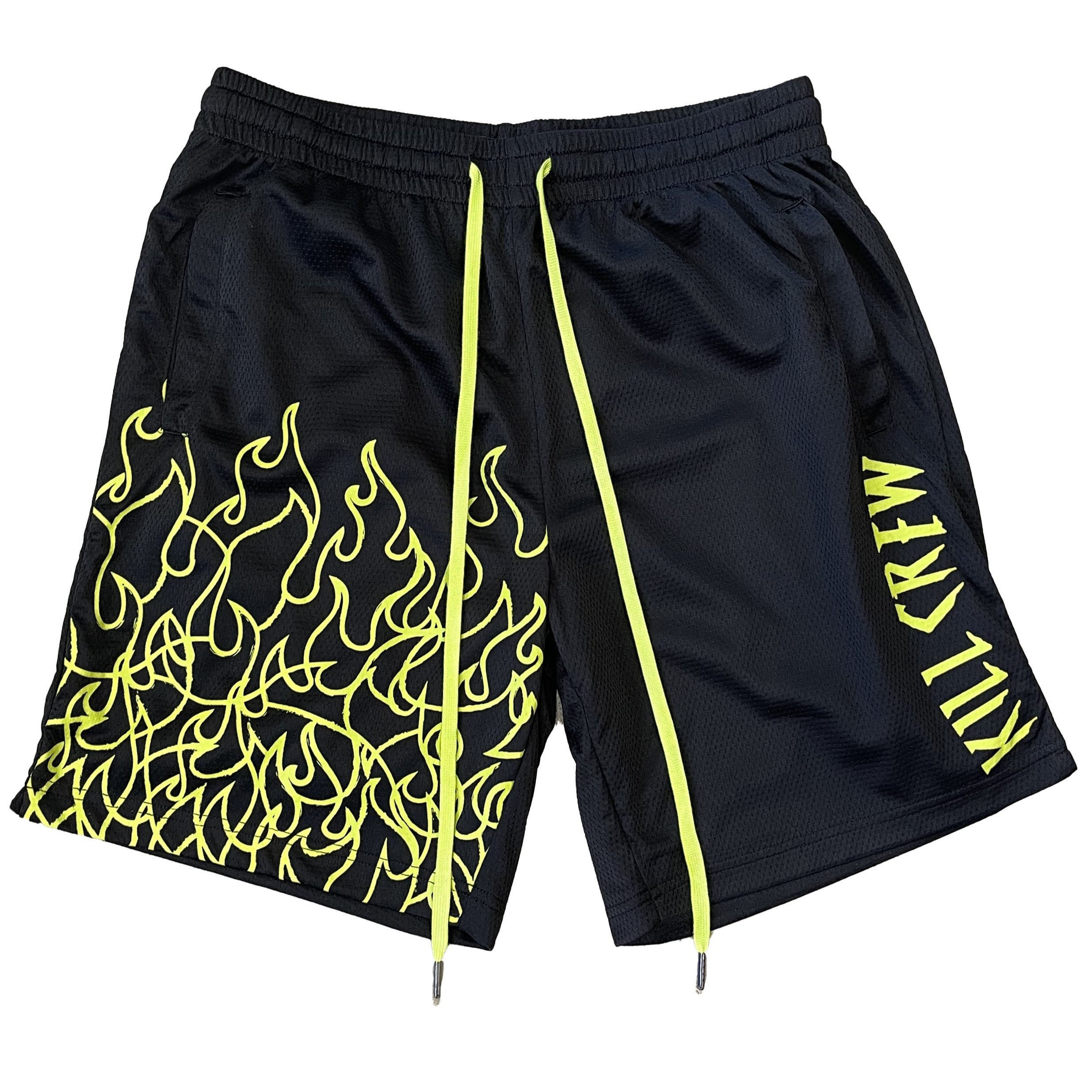 FLAME REGULAR CUT SHORTS - BLACK / GREEN