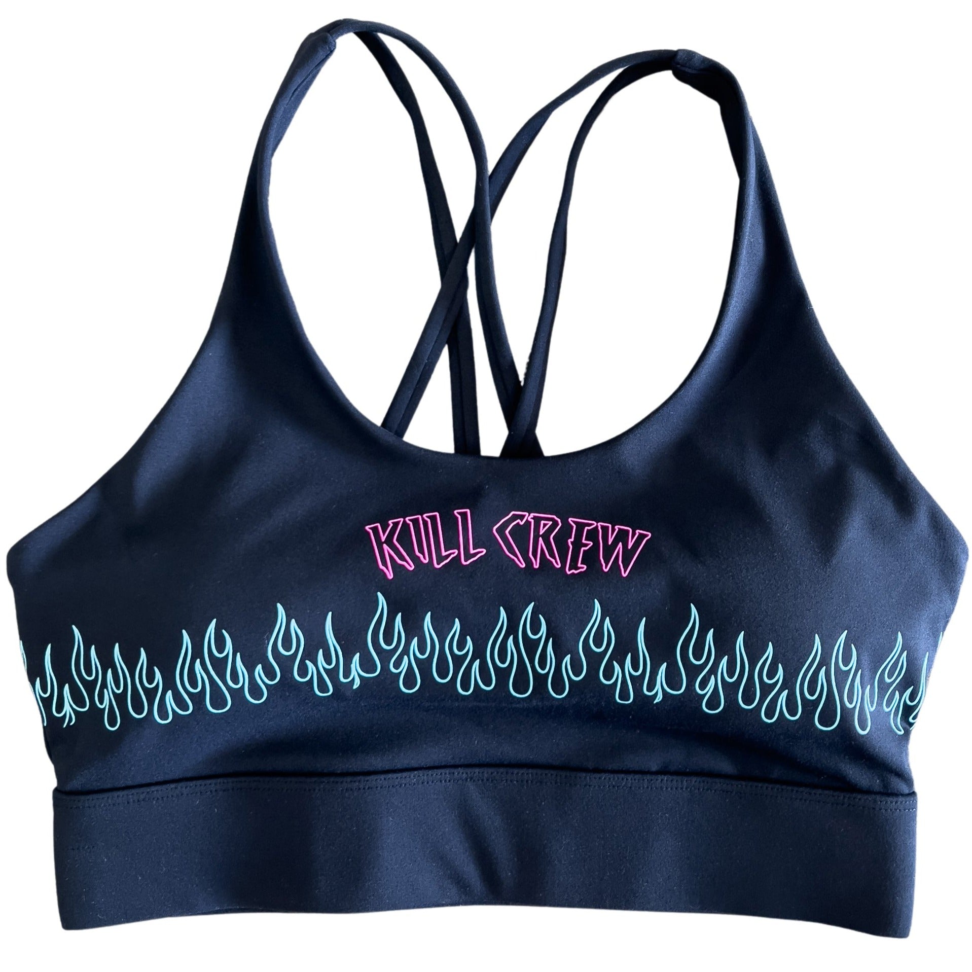 FLAME HIGH SUPPORT SPORTS BRA - BLACK / TEAL