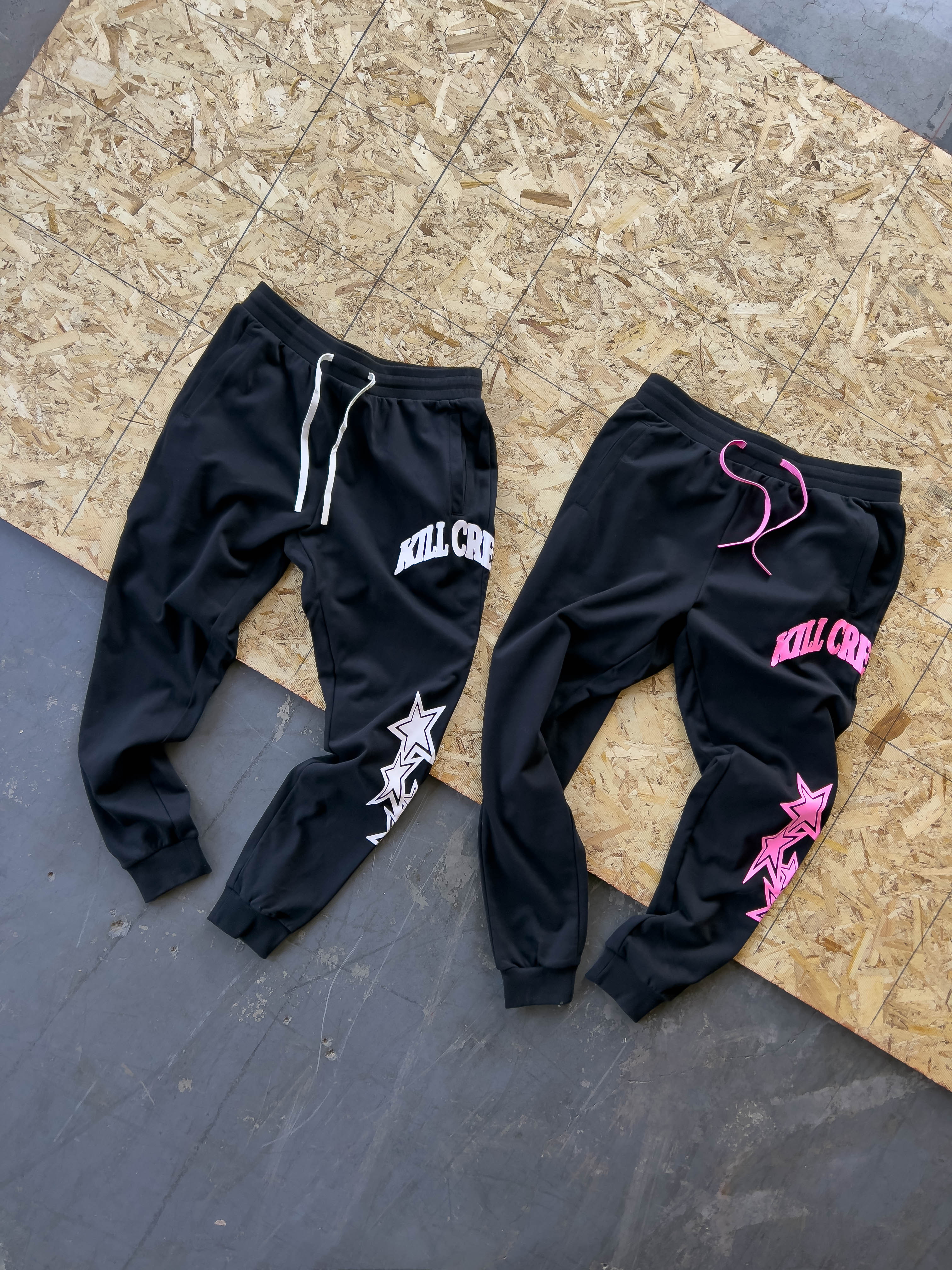 STAR BOY JOGGERS - BLACK / PINK