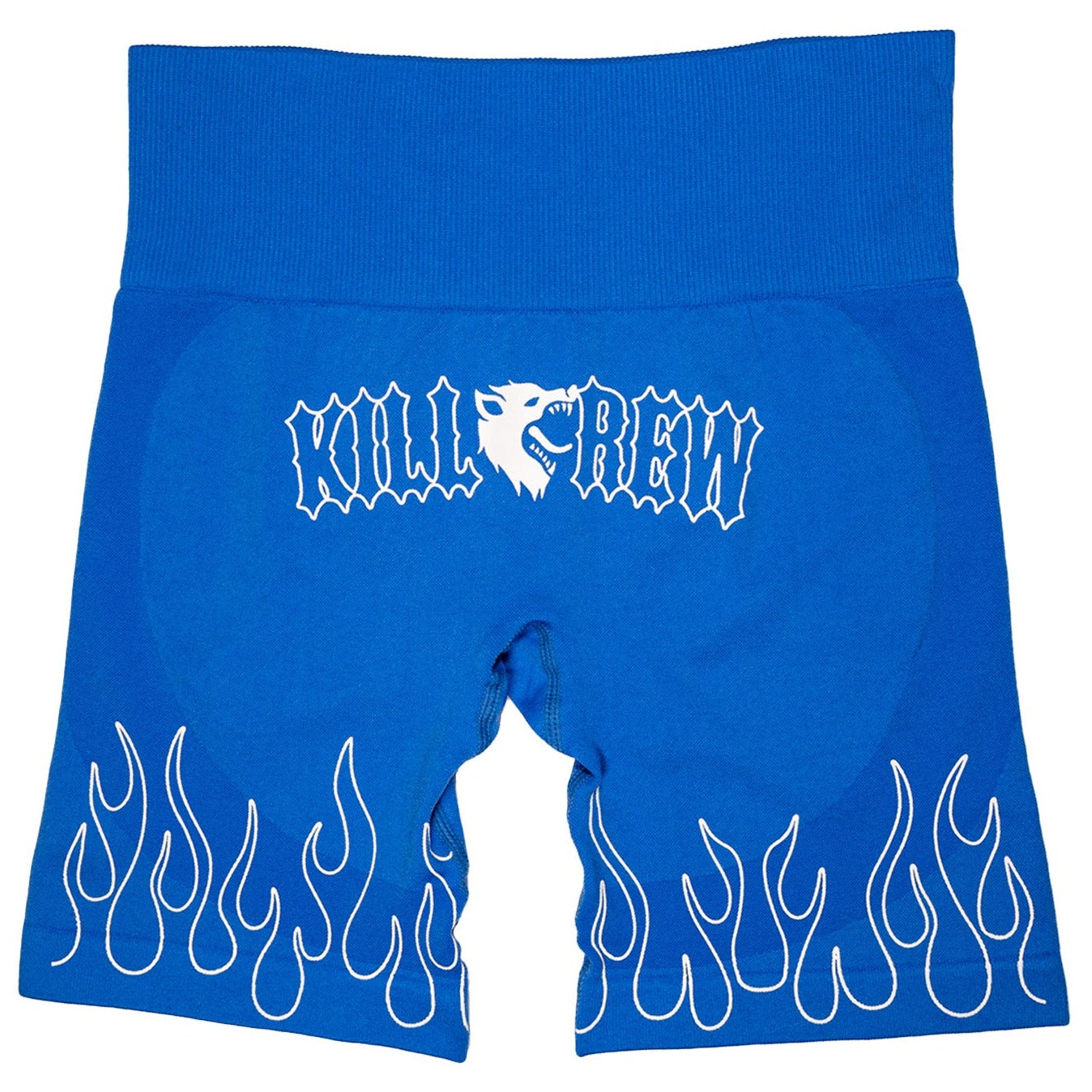 SEAMLESS FLAMES BIKER SHORTS - BLUE / WHITE