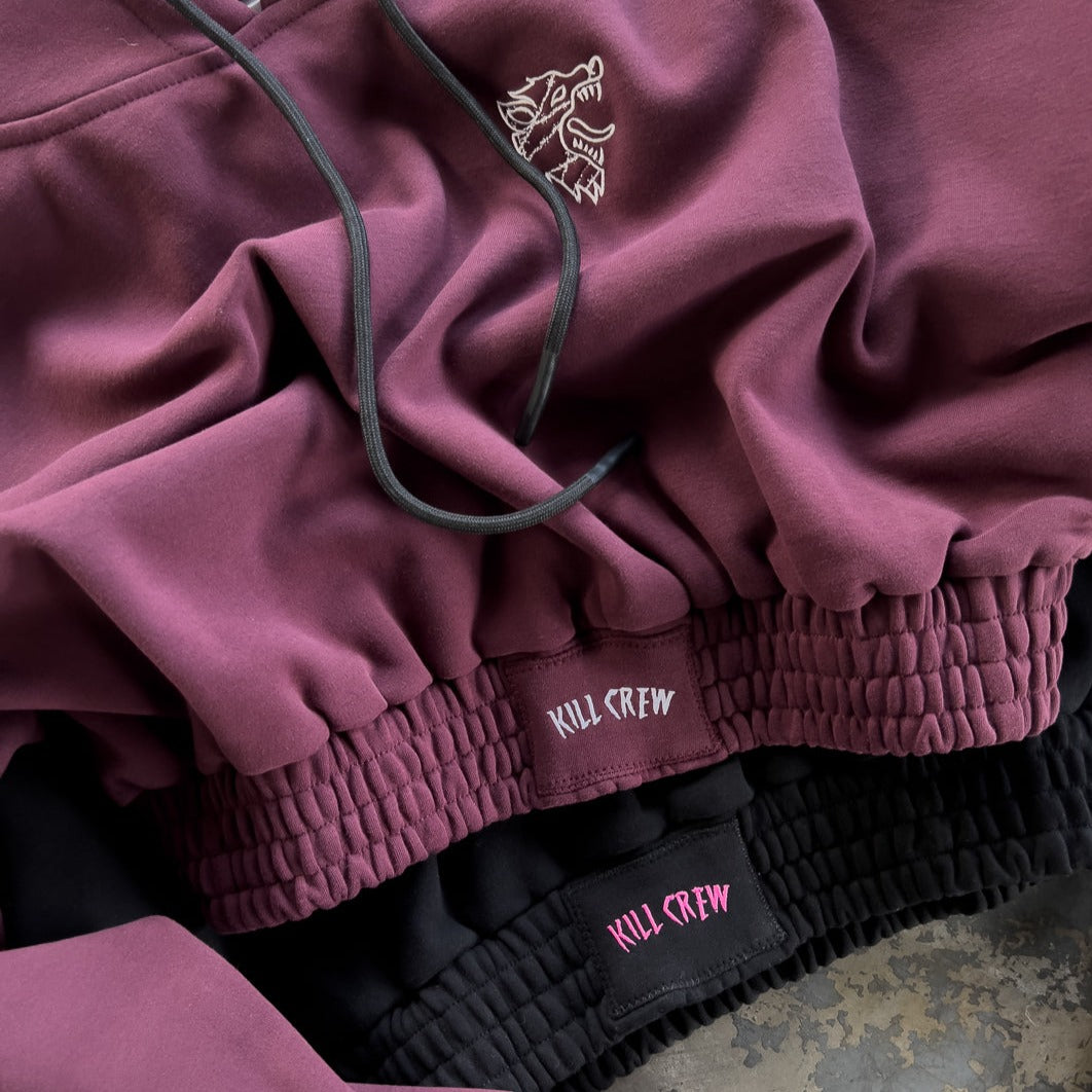 KILL CREW CROP HOODIE - MAROON