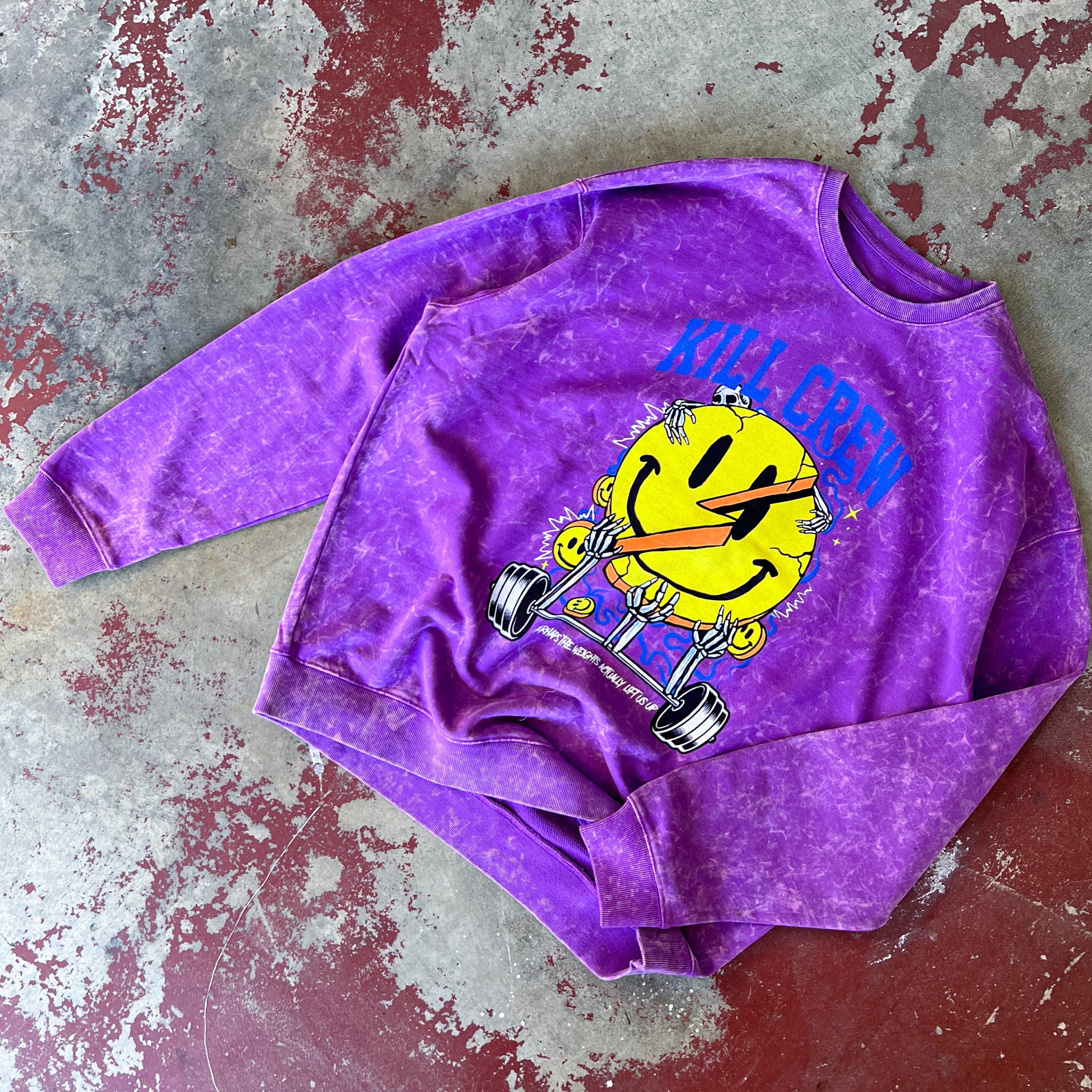 OVERSIZED LUX WEIGHTS LIFT US UP CREW NECK - PURPLE