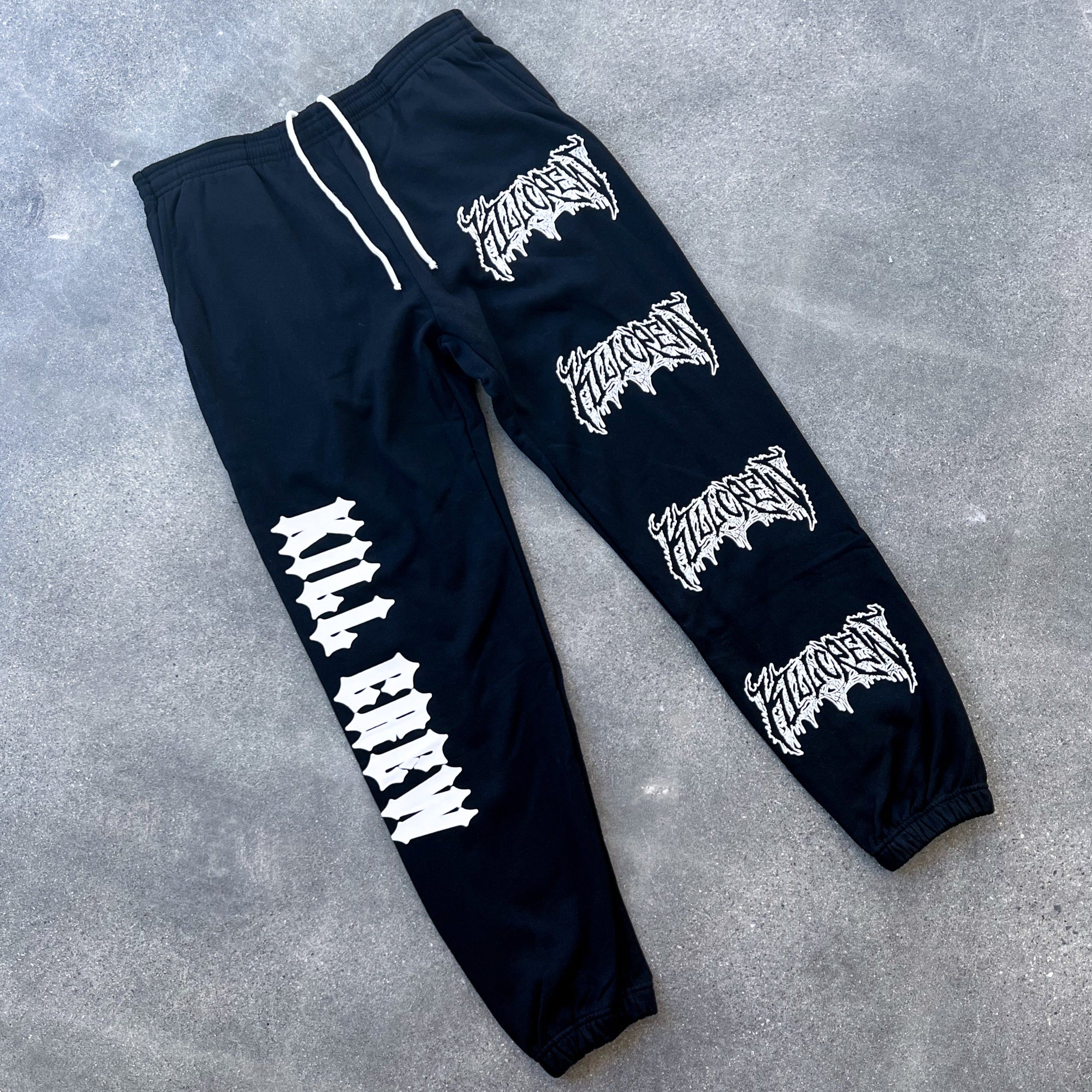 HEAVYWEIGHT LUX METAL SWEATPANTS - BLACK / WHITE