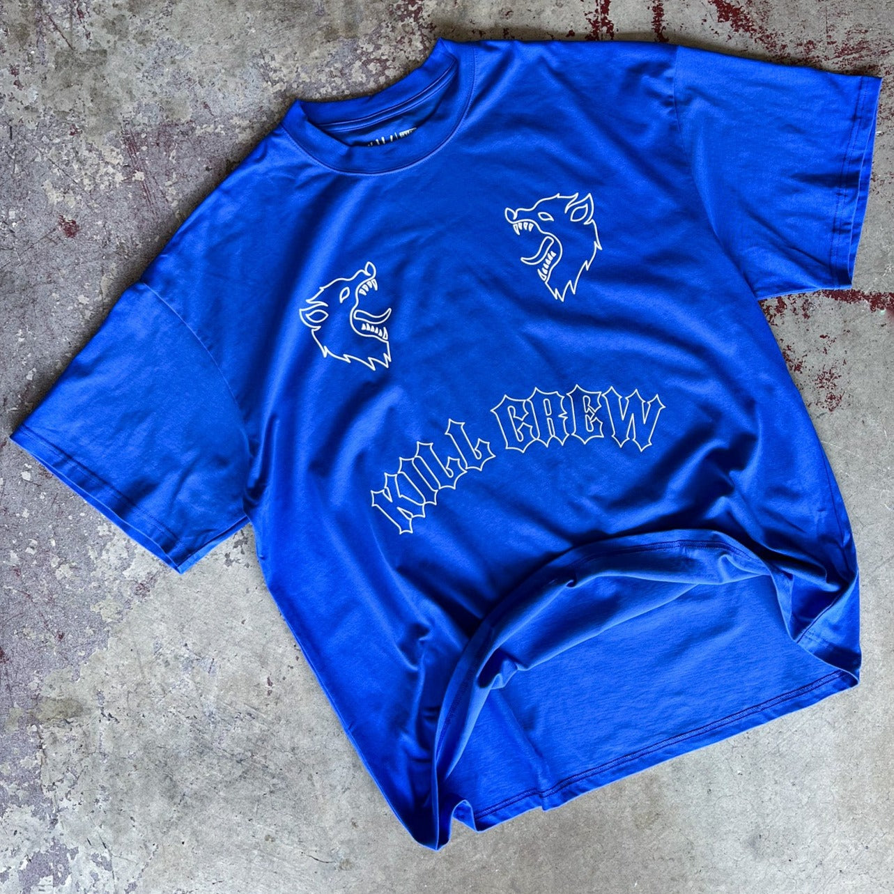 OVERSIZED TWO WOLVES T-SHIRT - BLUE