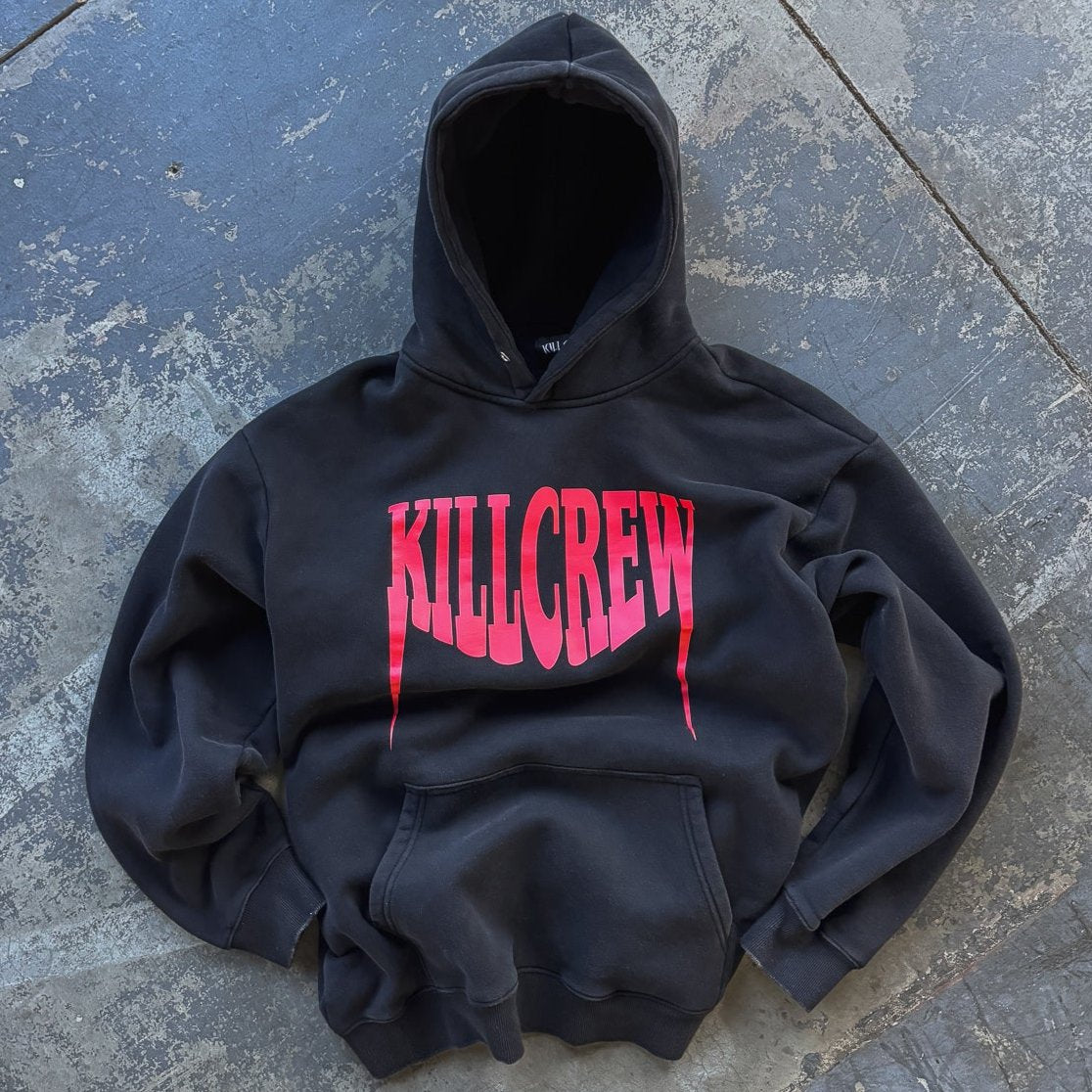 OVERSIZED LUX FANGS HOODIE - BLACK / RED