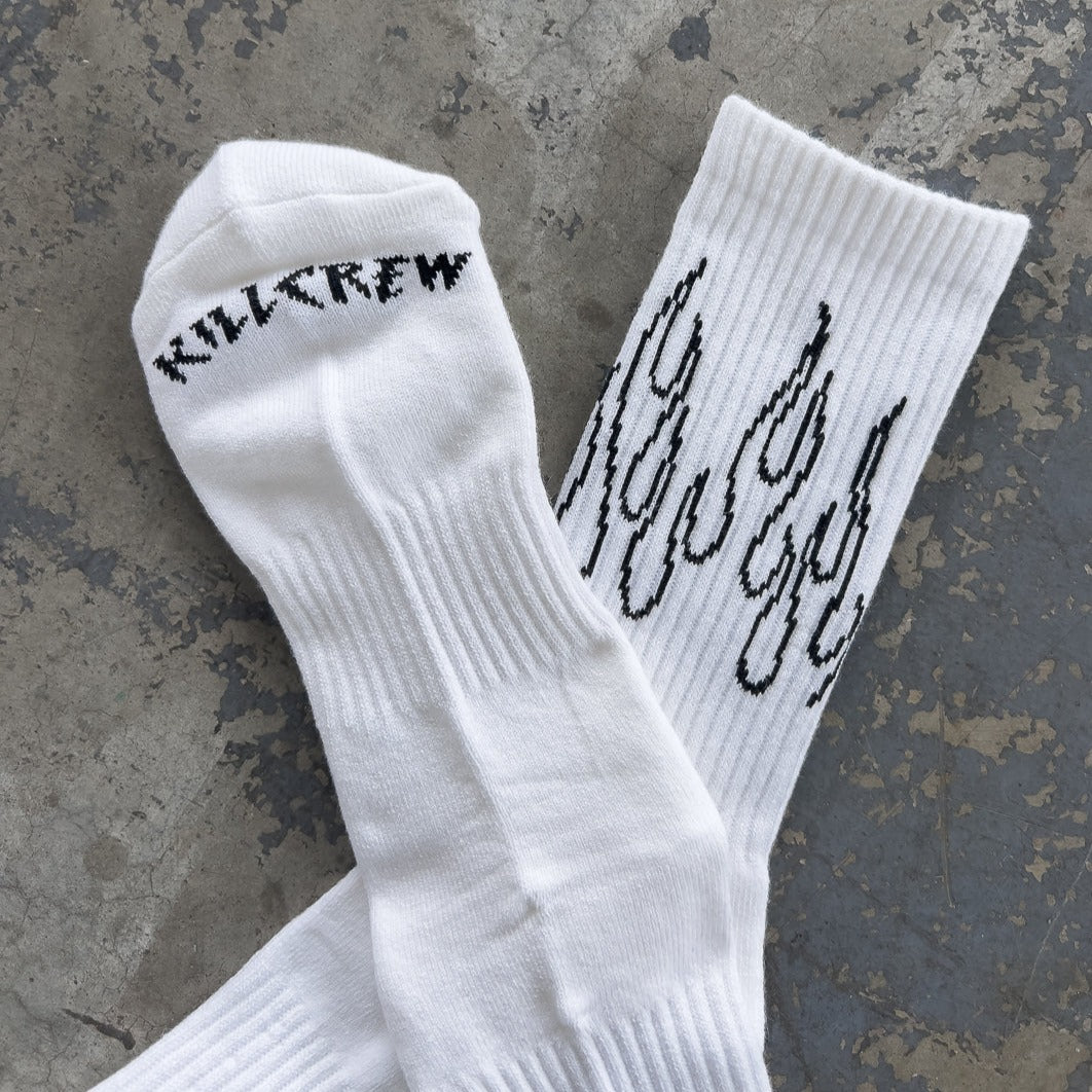 FLAME HIGH SOCKS - WHITE / BLACK