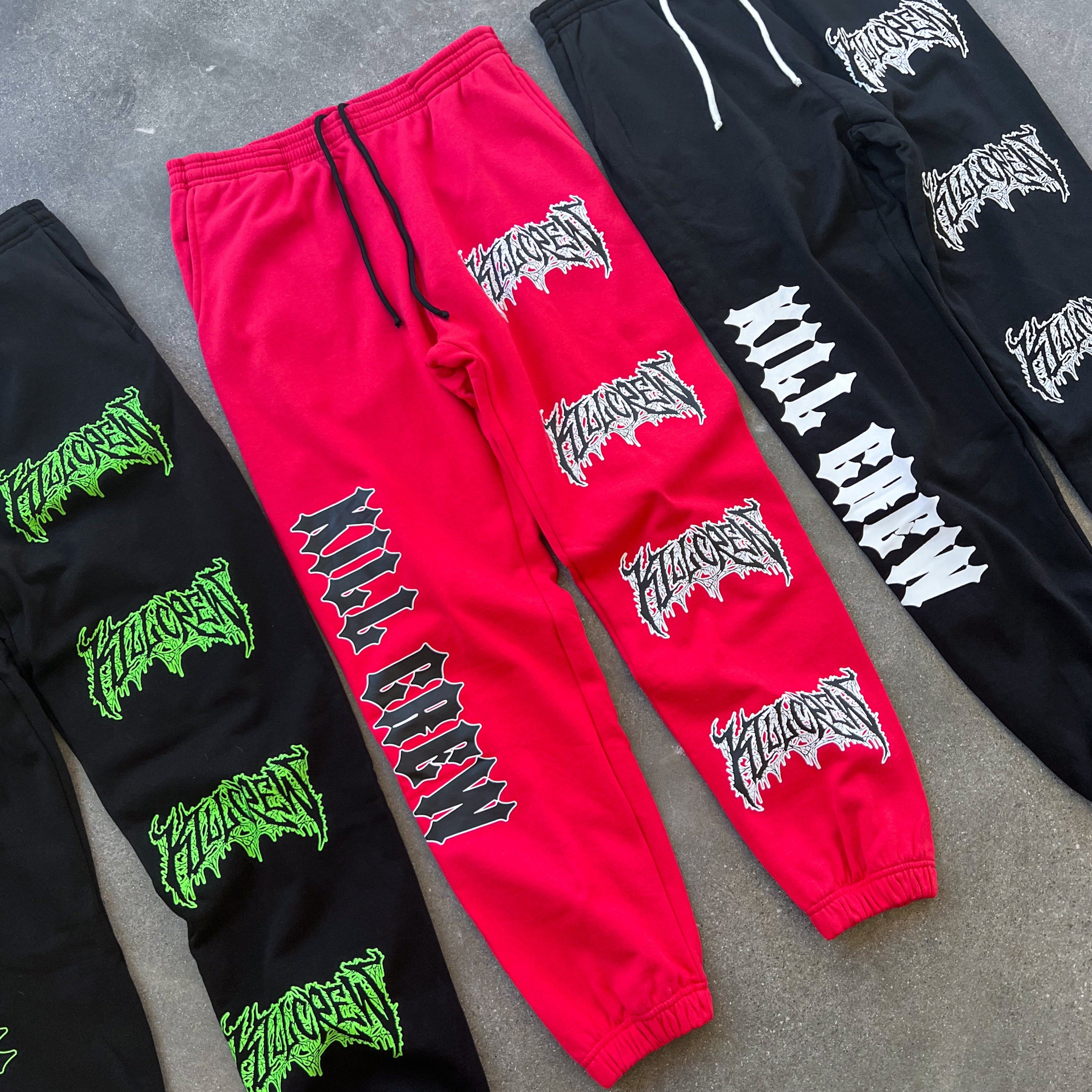 HEAVYWEIGHT LUX METAL SWEATPANTS - RED / BLACK