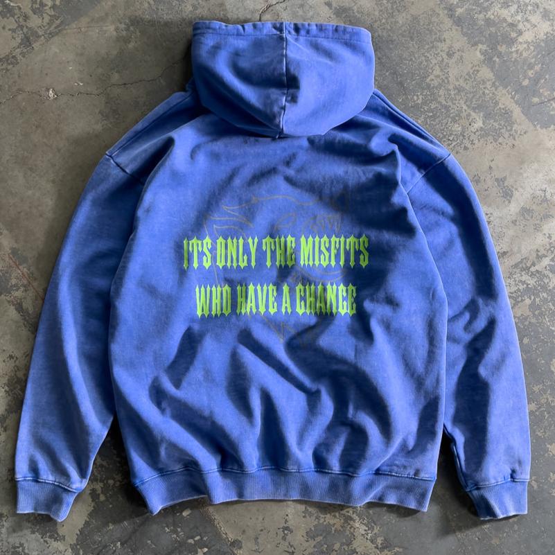 OVERSIZED LUX MISFITS HAVE A CHANCE HOODIE - BLUE