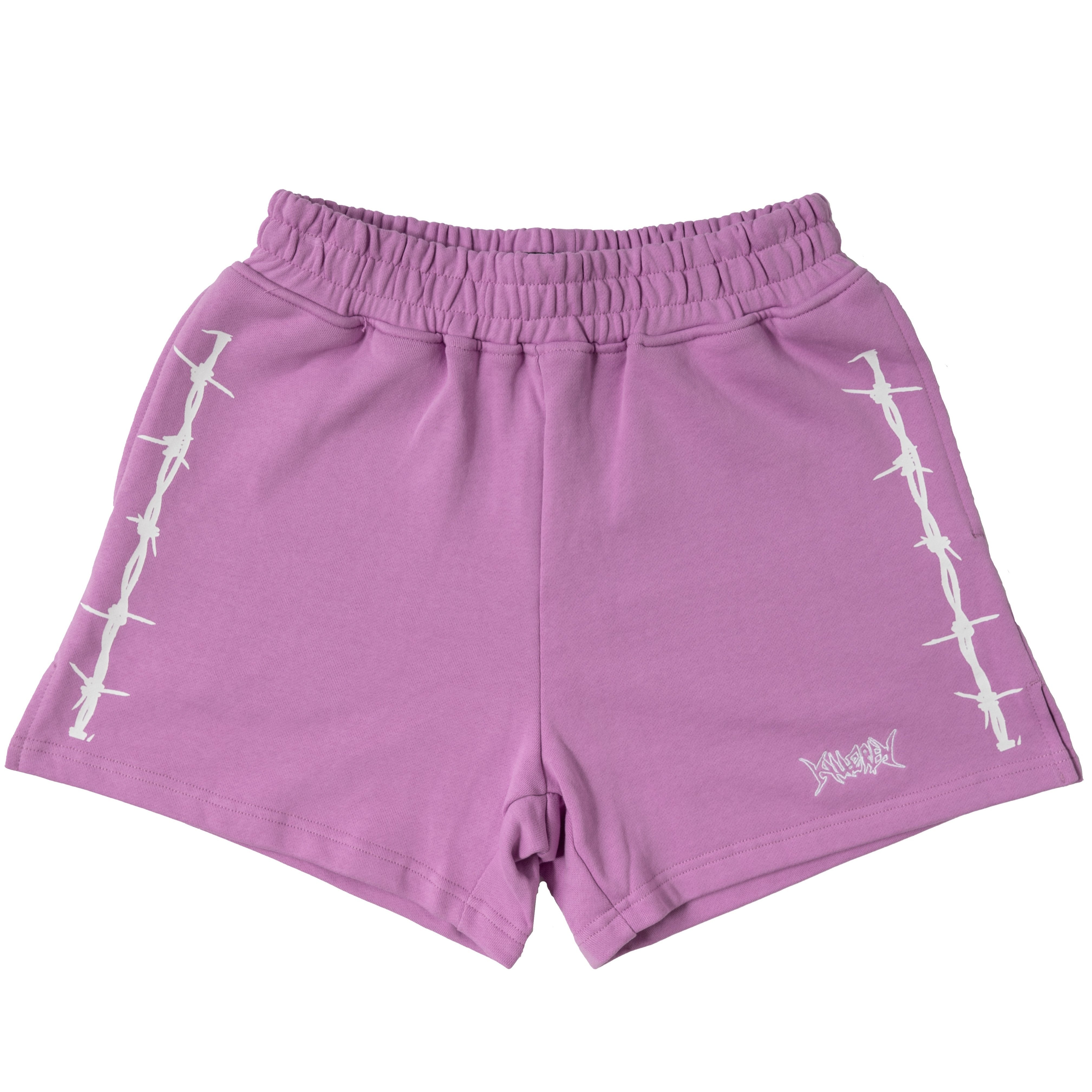 COTTON SHORTS (MID THIGH CUT) BARBWIRE - PINK / WHITE