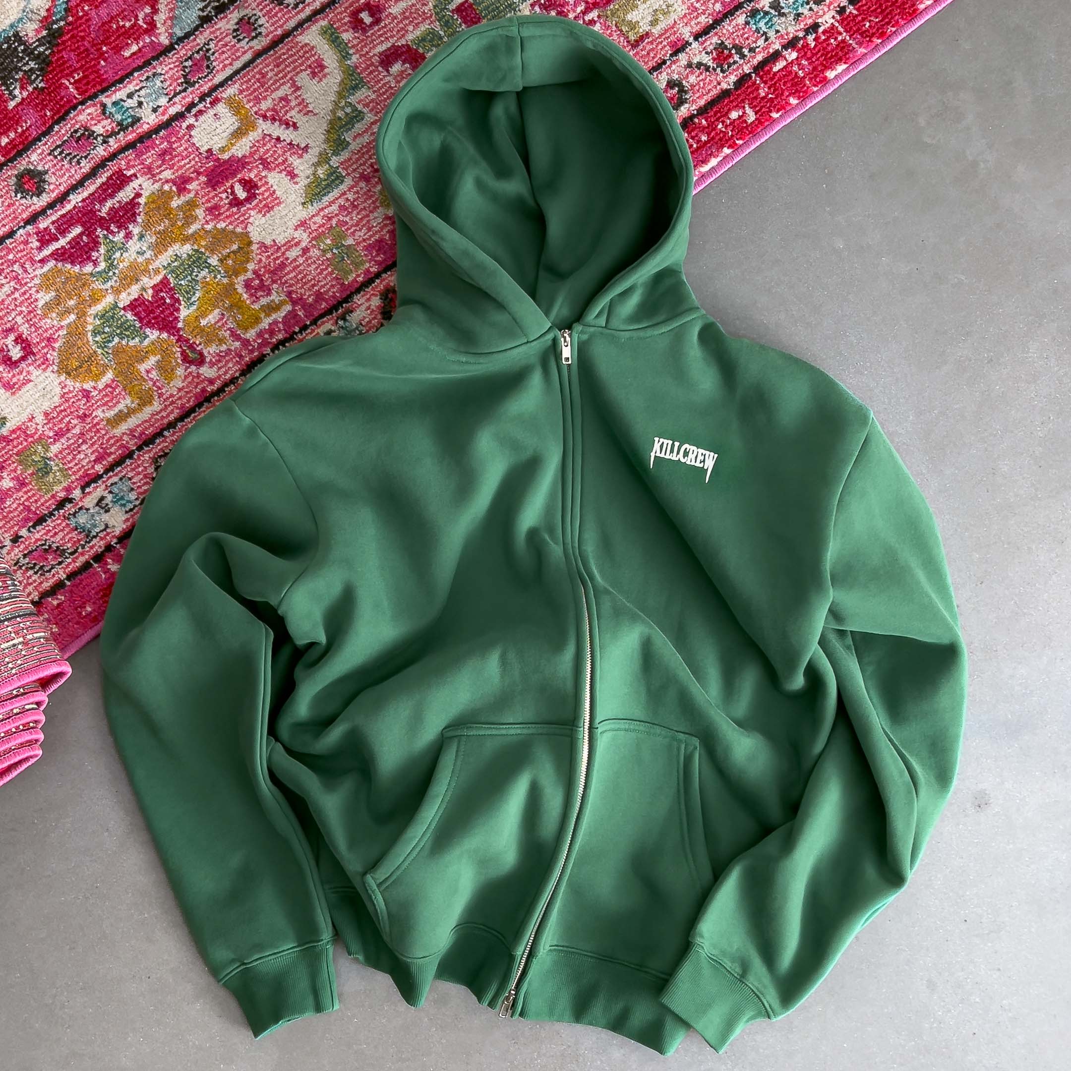 OVERSIZED LUX SIMPLE ZIP UP - GREEN