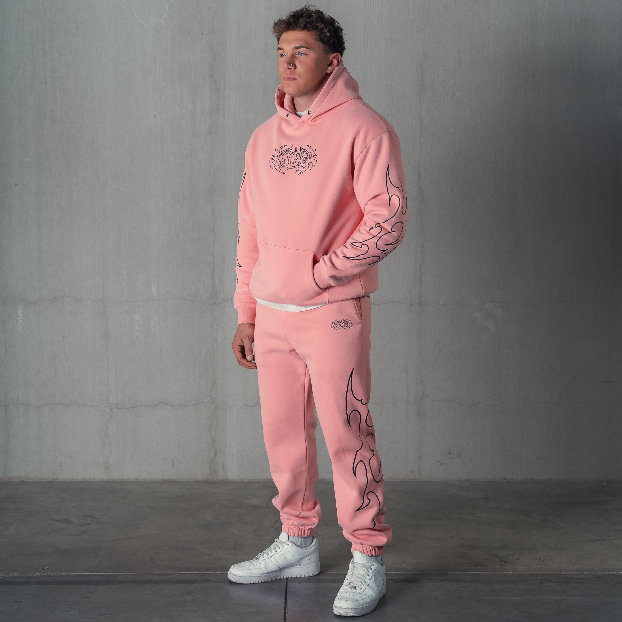 OVERSIZED LUX TRIBAL SWEATPANTS - PINK / BLACK