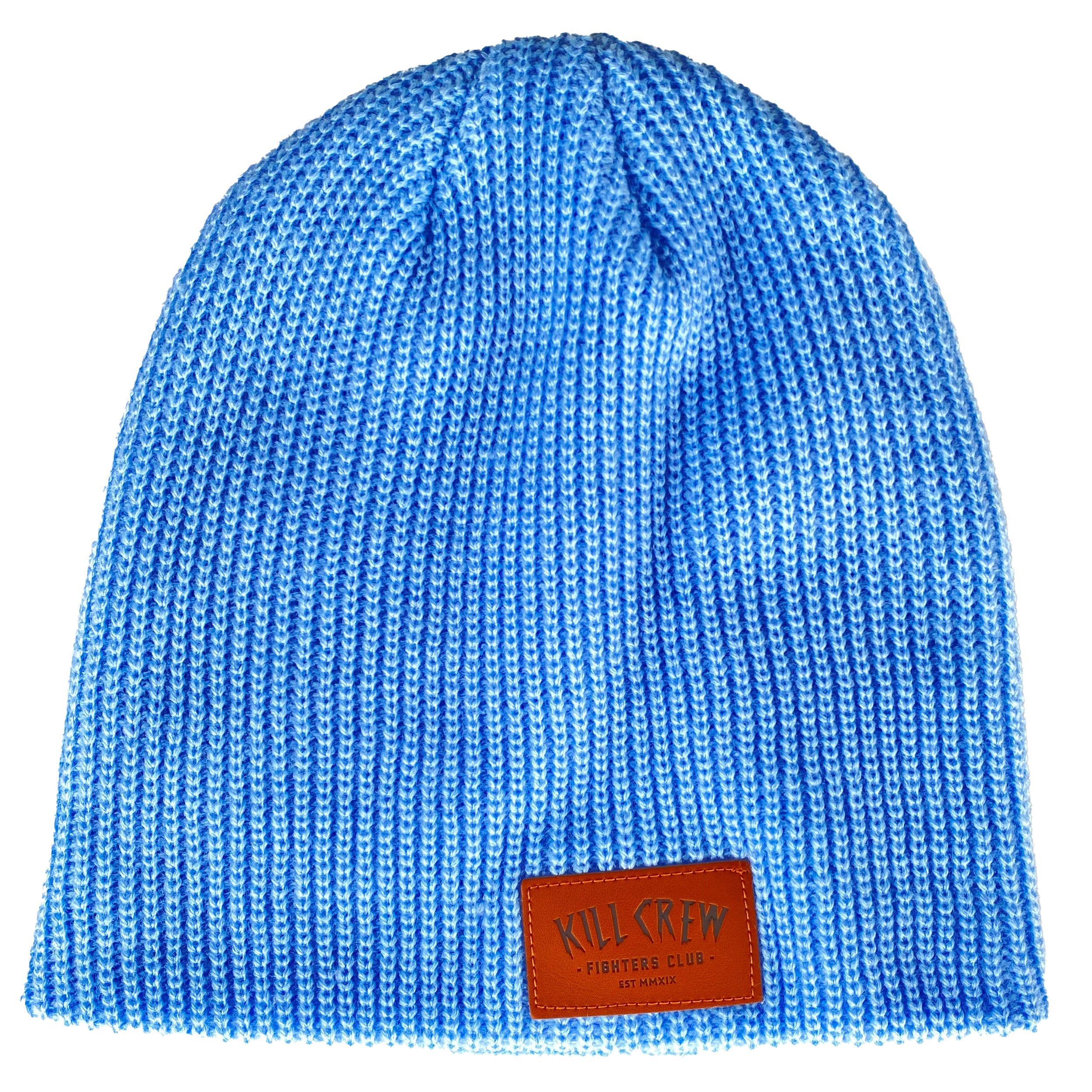 LEATHER PATCH BEANIE - SKY BLUE