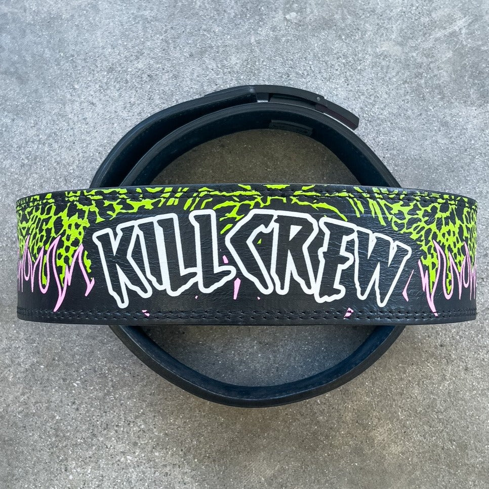 10MM LEVER BELT - FLAME PINK / GREEN