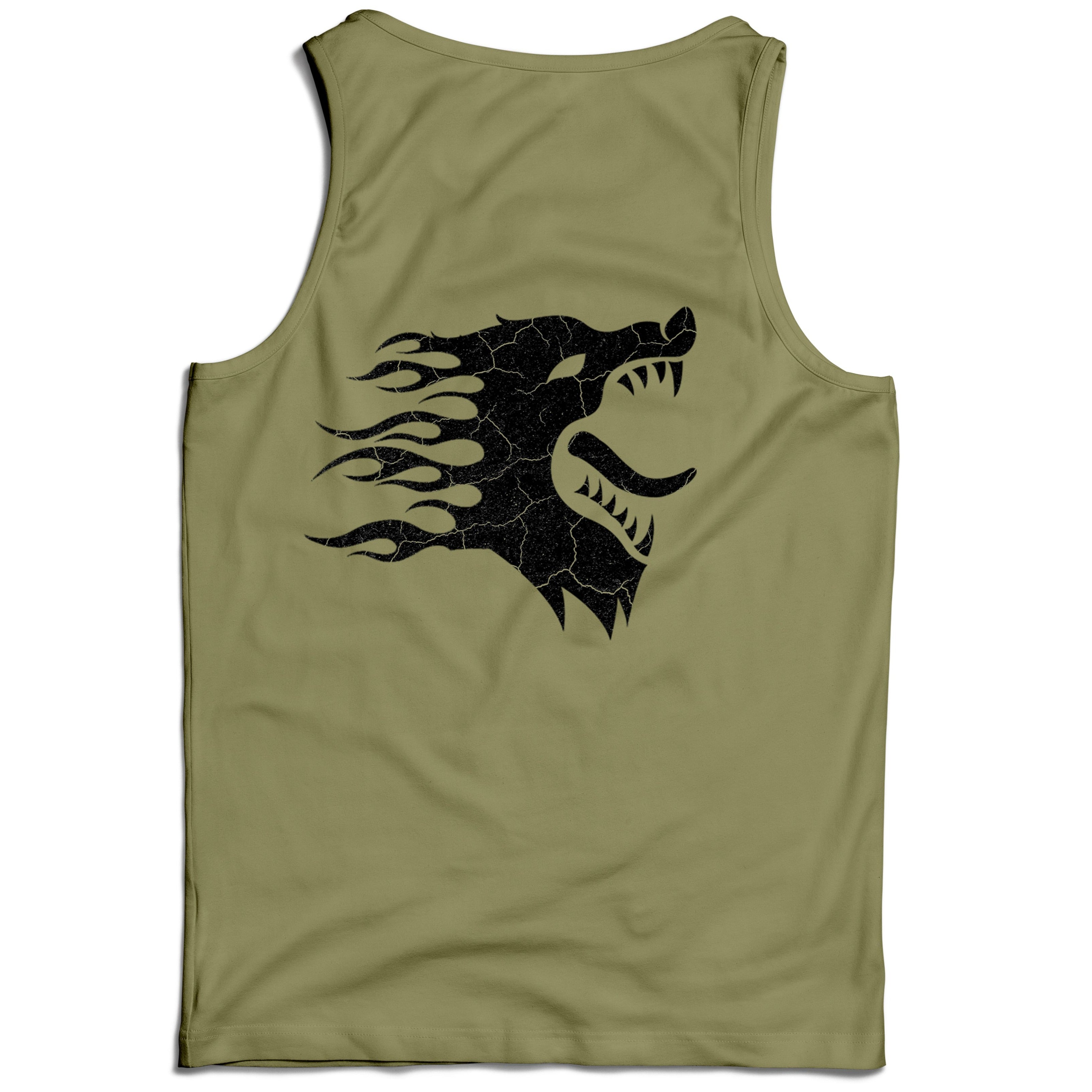 WAR WOLF TANK TOP - OLIVE / BLACK