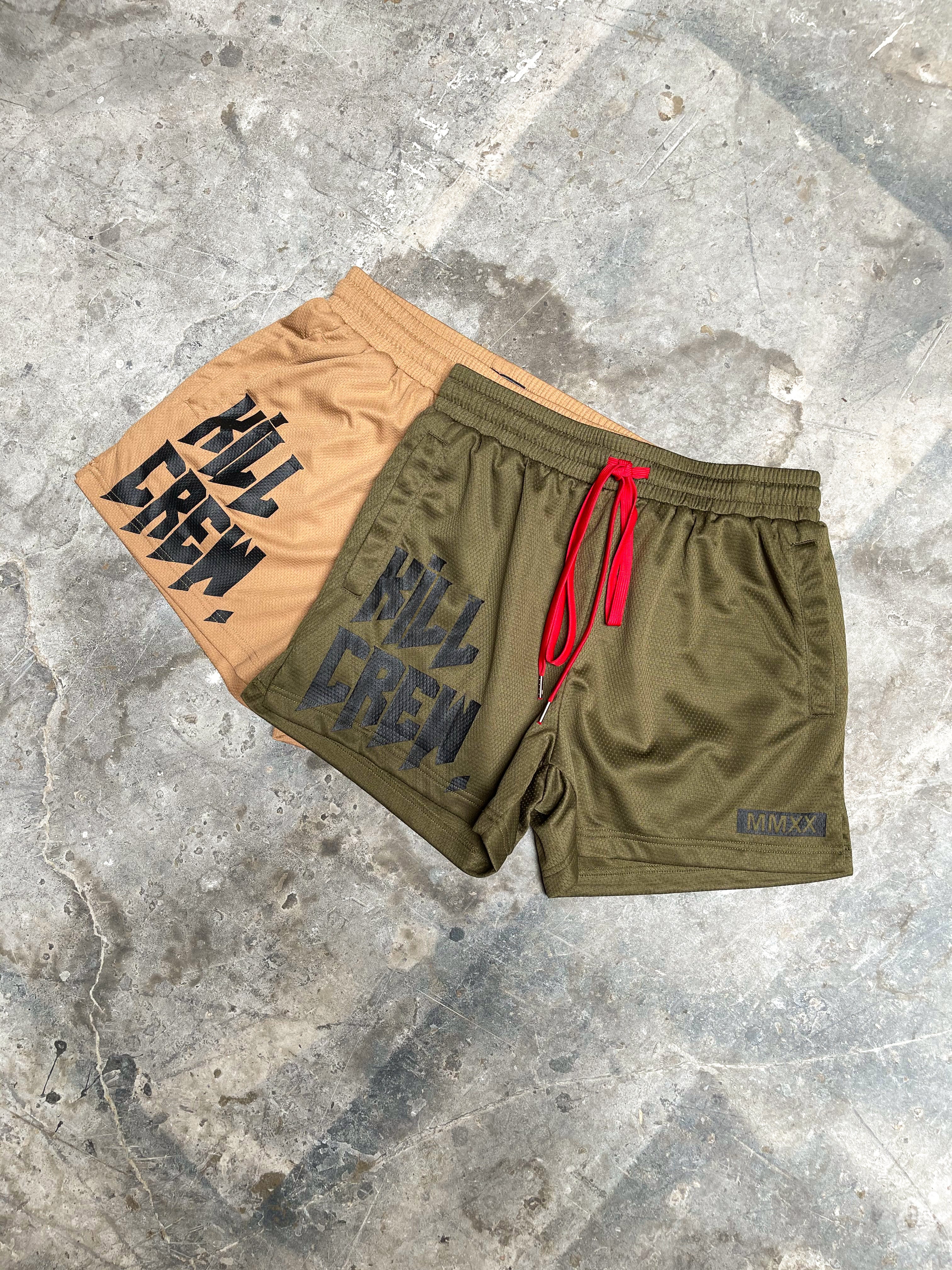 MUAY THAI SHORTS (MID THIGH CUT) v2 - OLIVE