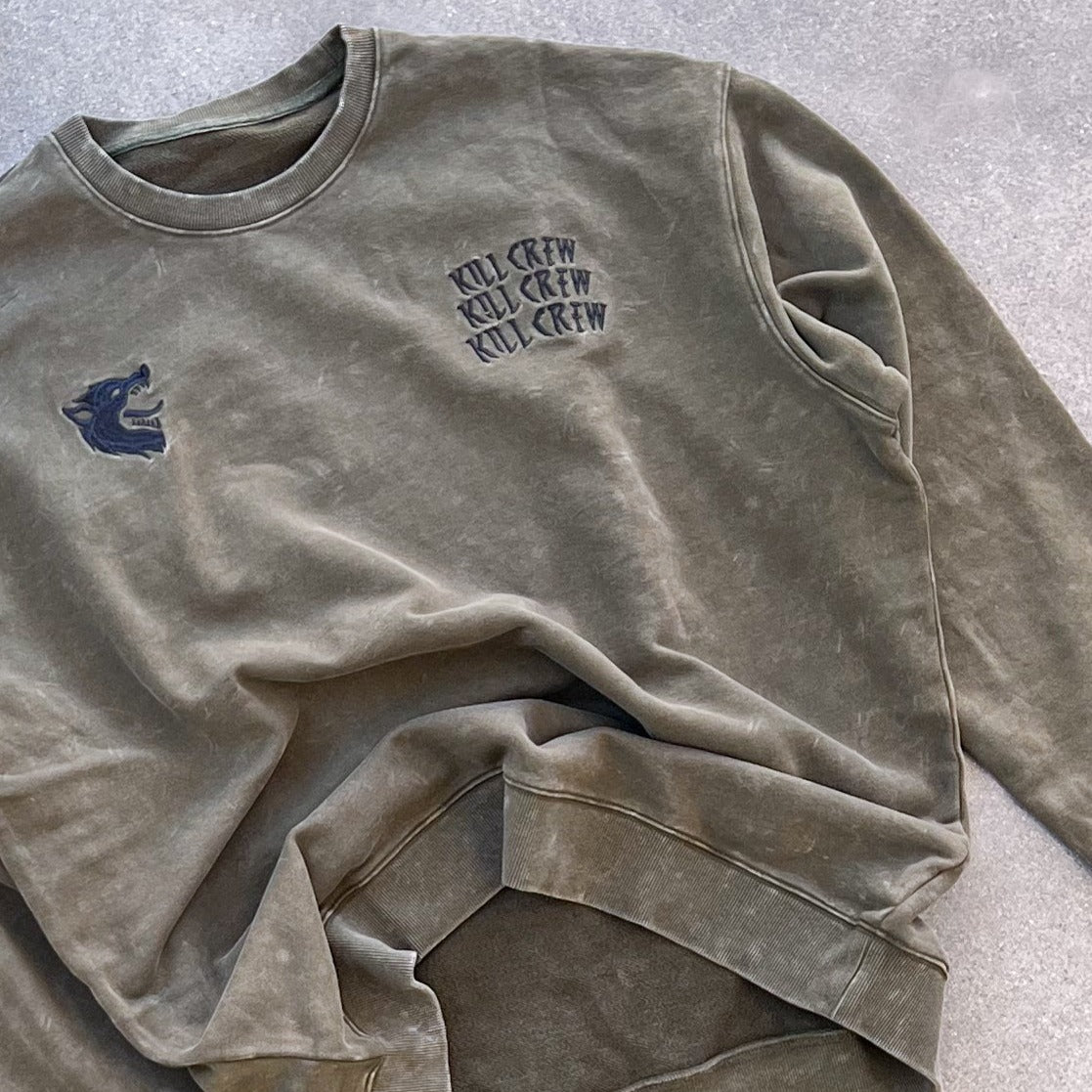 HEAVYWEIGHT LUX WOLF CREW NECK - OLIVE