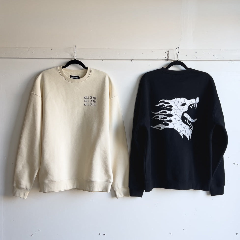 HEAVYWEIGHT LUX WAR WOLF CREW NECK - BLACK / WHITE