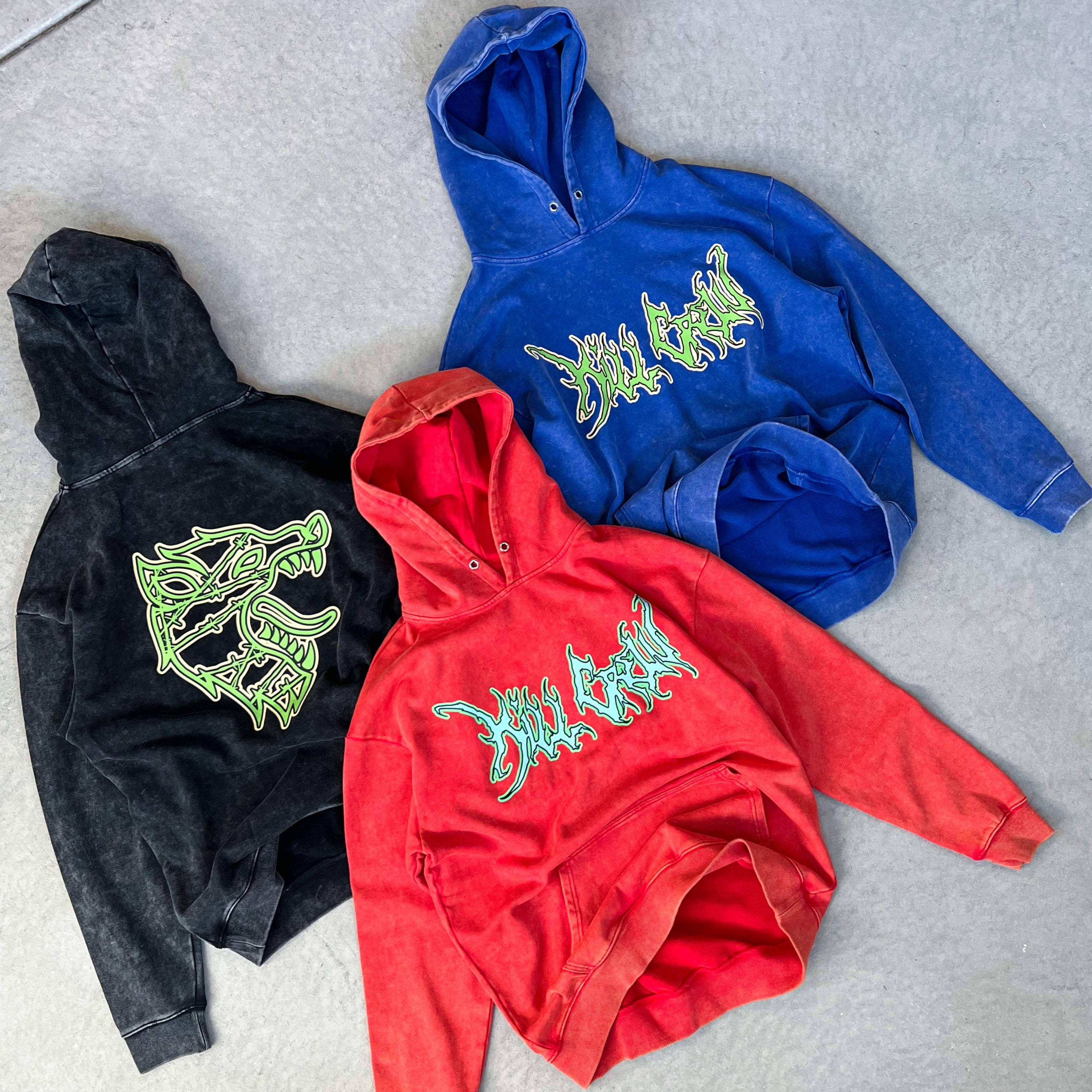 OVERSIZED LUX WOLF HOODIE - BLUE / GREEN