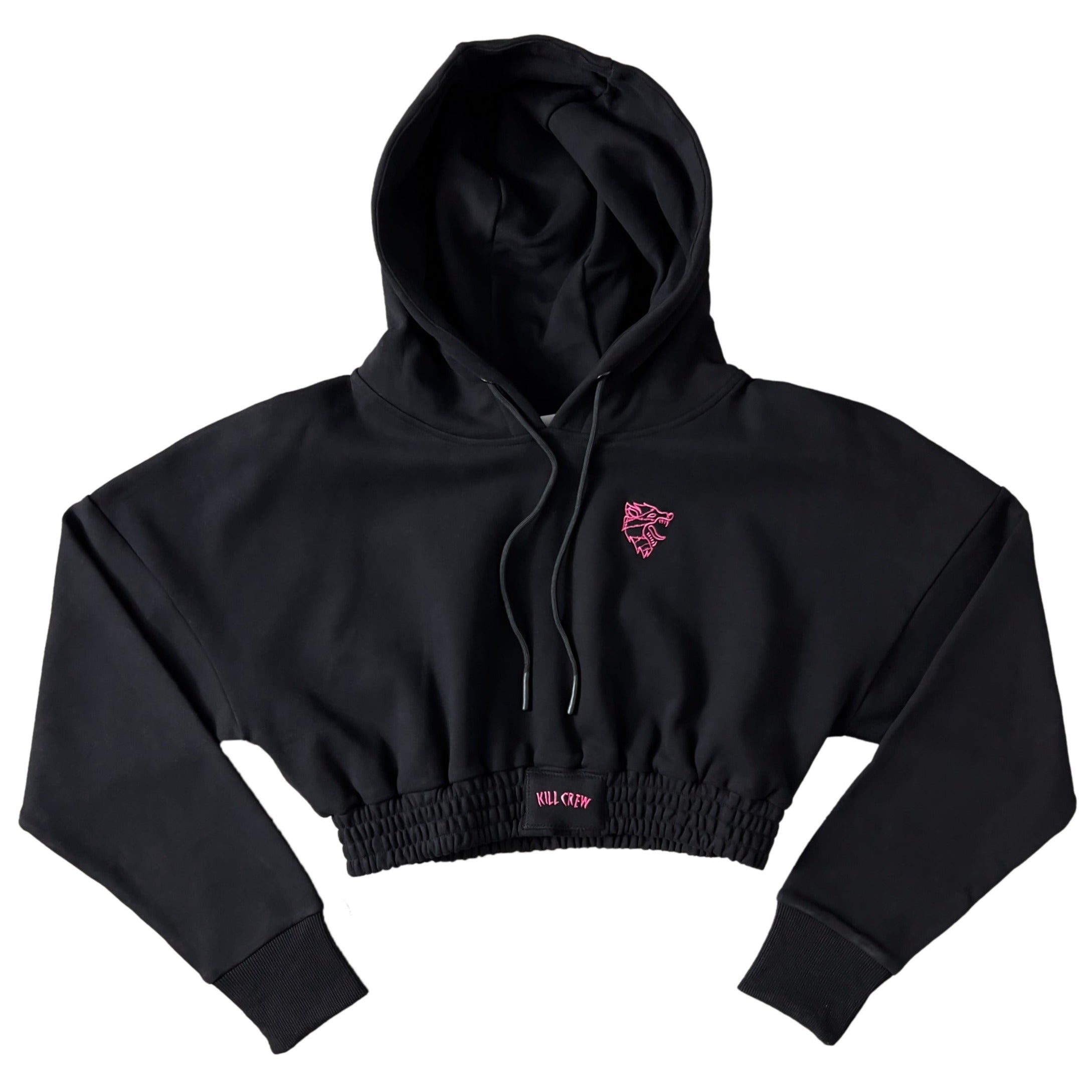 KILL CREW CROP HOODIE - BLACK / PINK