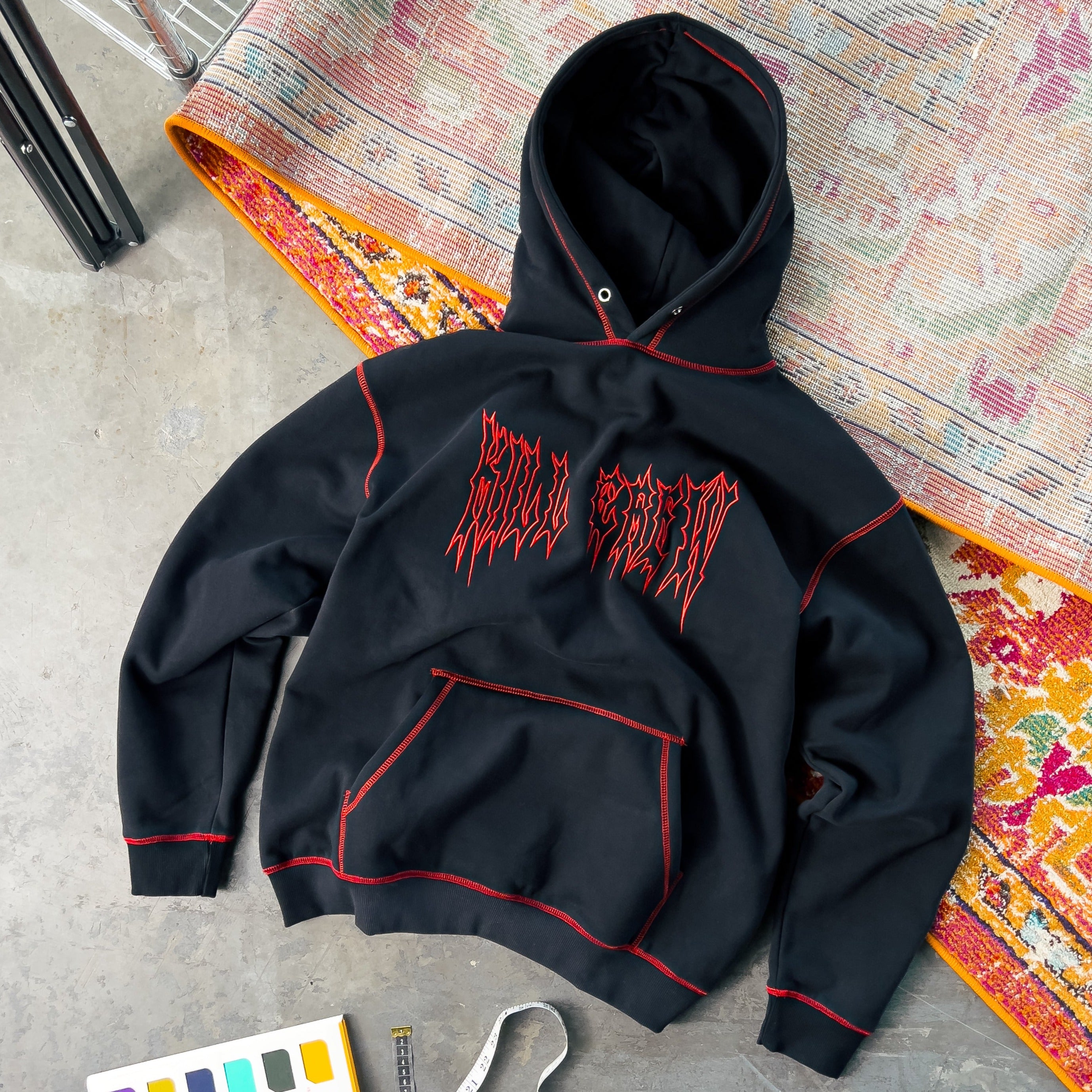 HEAVYWEIGHT LUX OUTSEAM HOODIE - BLACK / RED