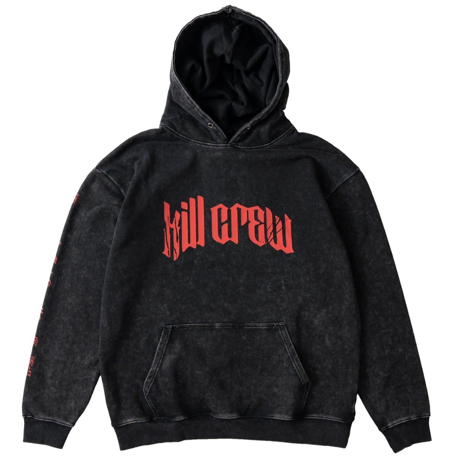 OVERSIZED LUX LONE WOLF HOODIE - BLACK / RED