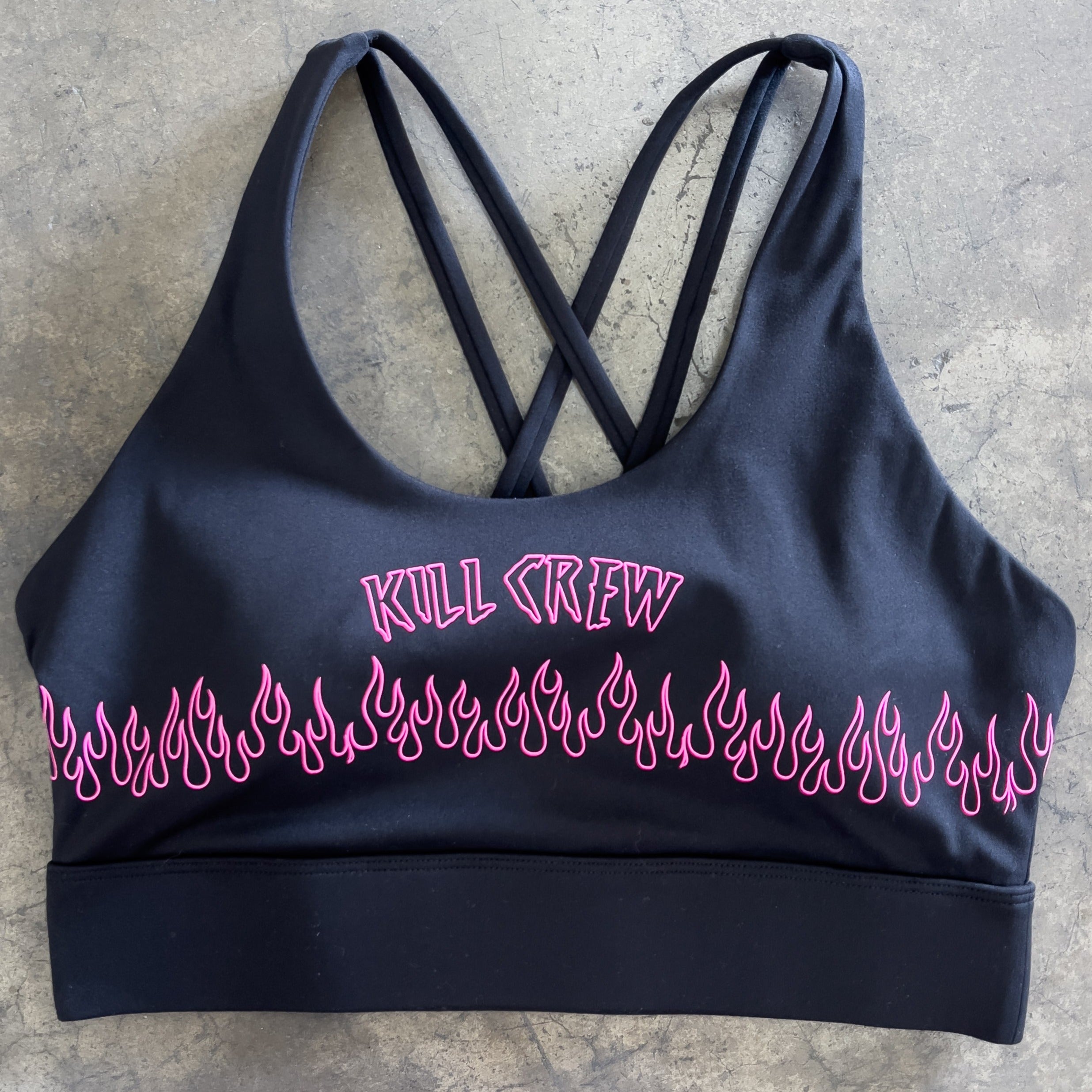 FLAME HIGH SUPPORT SPORTS BRA - BLACK / PINK