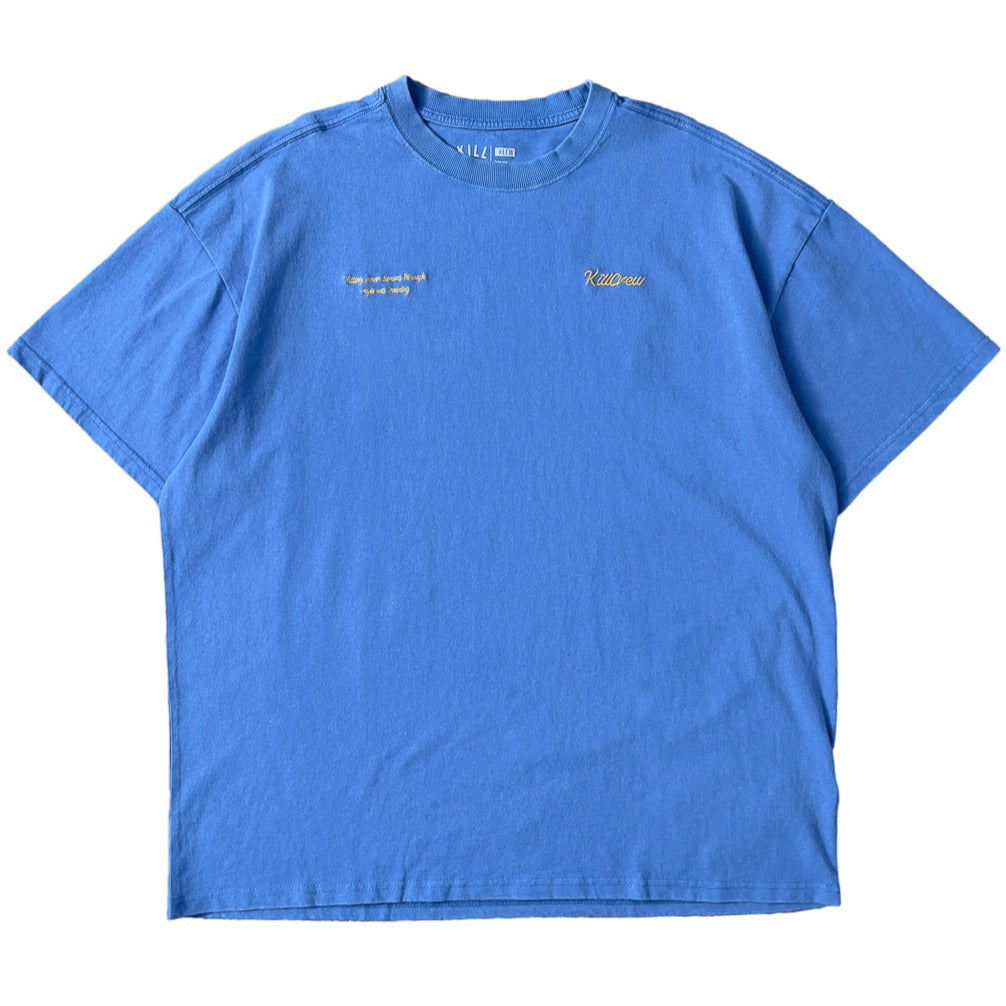 OVERSIZED LUX SCRIPT T-SHIRT - BLUE / YELLOW