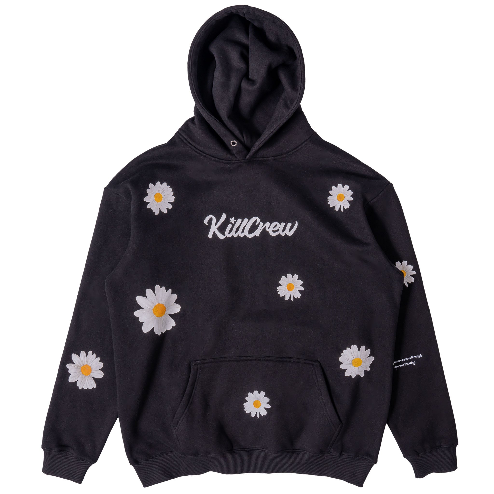 OVERSIZED LUX DAISY HOODIE - BLACK