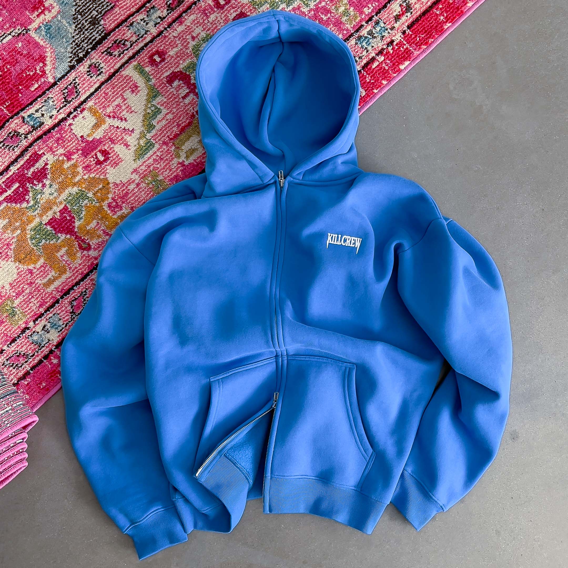 OVERSIZED LUX SIMPLE ZIP UP - BLUE