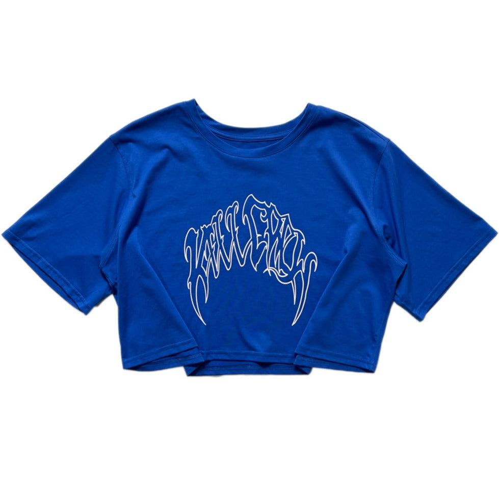 WOLF CROP TOP - BLUE / WHITE