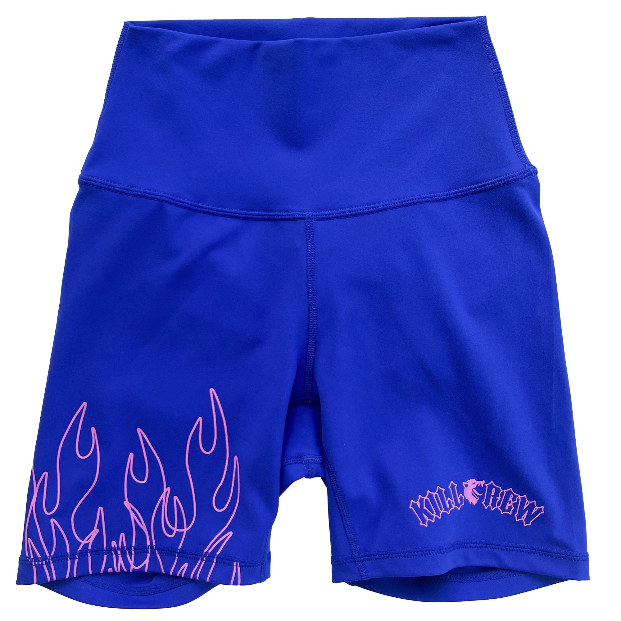 SCRUNCH FLAMES BIKER SHORTS - BLUE / PINK