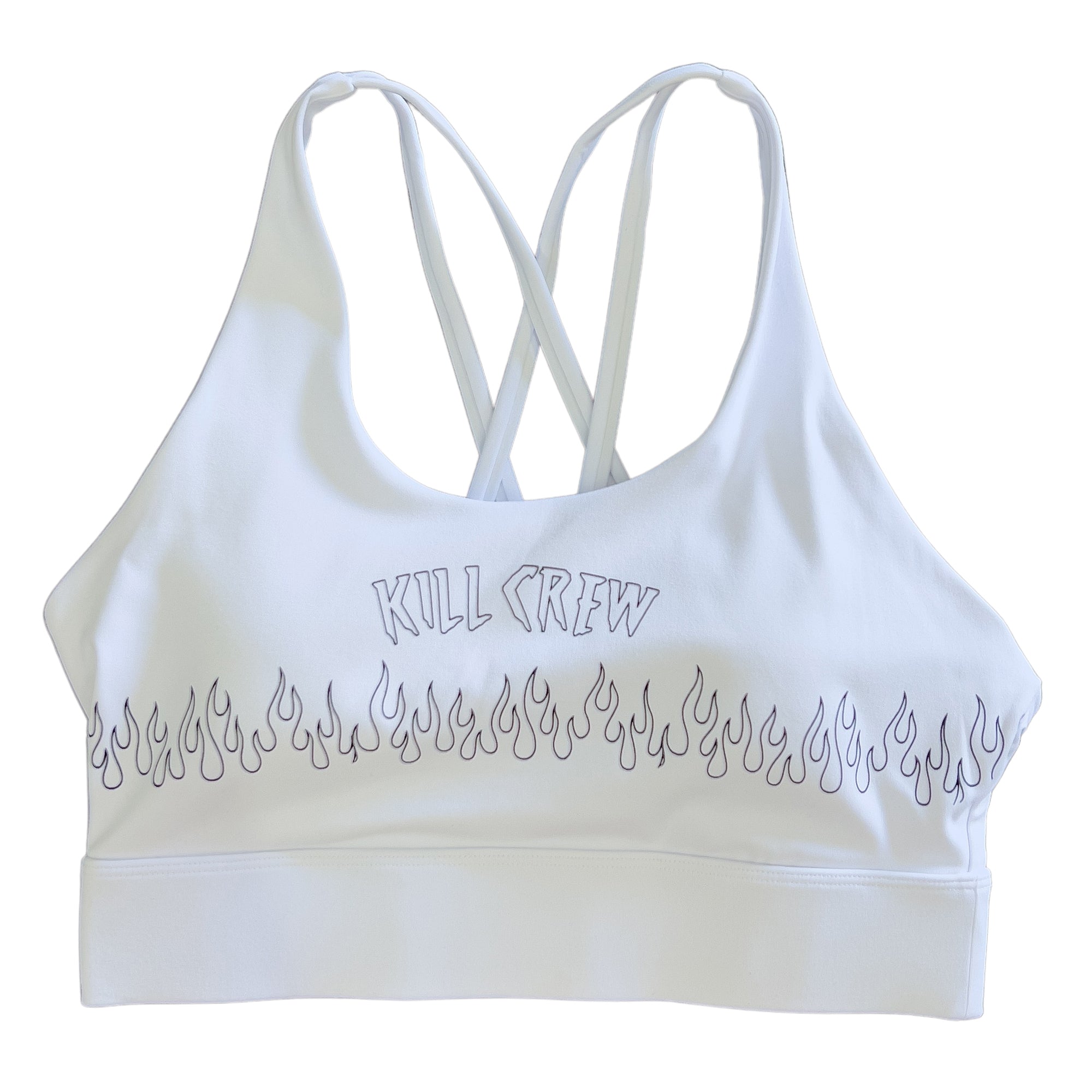 FLAME HIGH SUPPORT SPORTS BRA - WHITE / BLACK