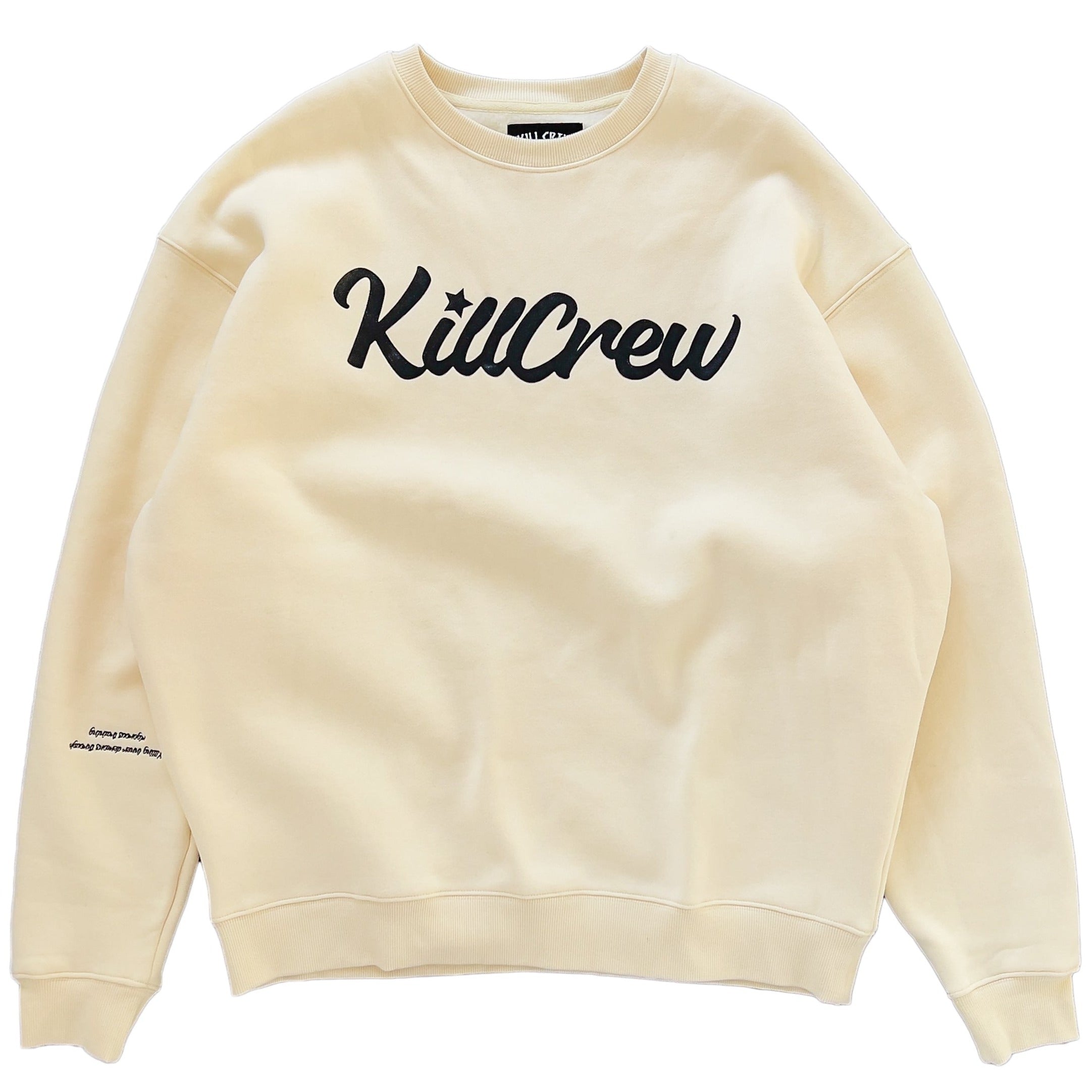 OVERSIZED LUX SCRIPT CREW NECK - CREAM / BLACK