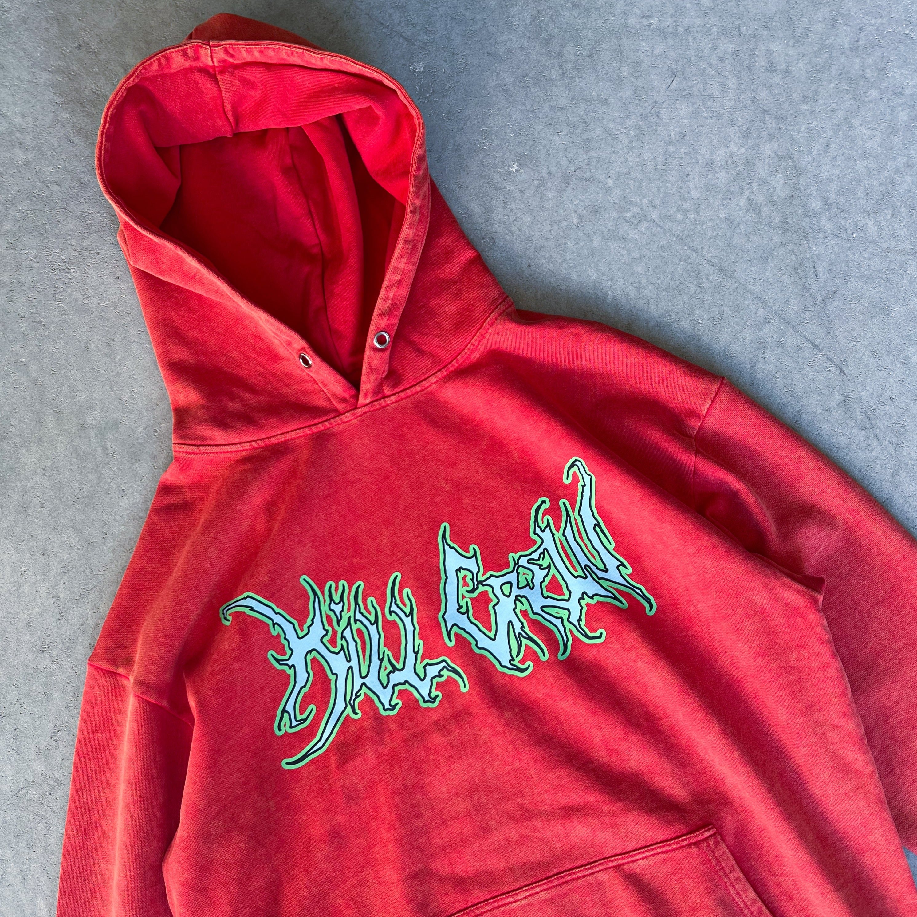 OVERSIZED LUX WOLF HOODIE - RED / GREEN