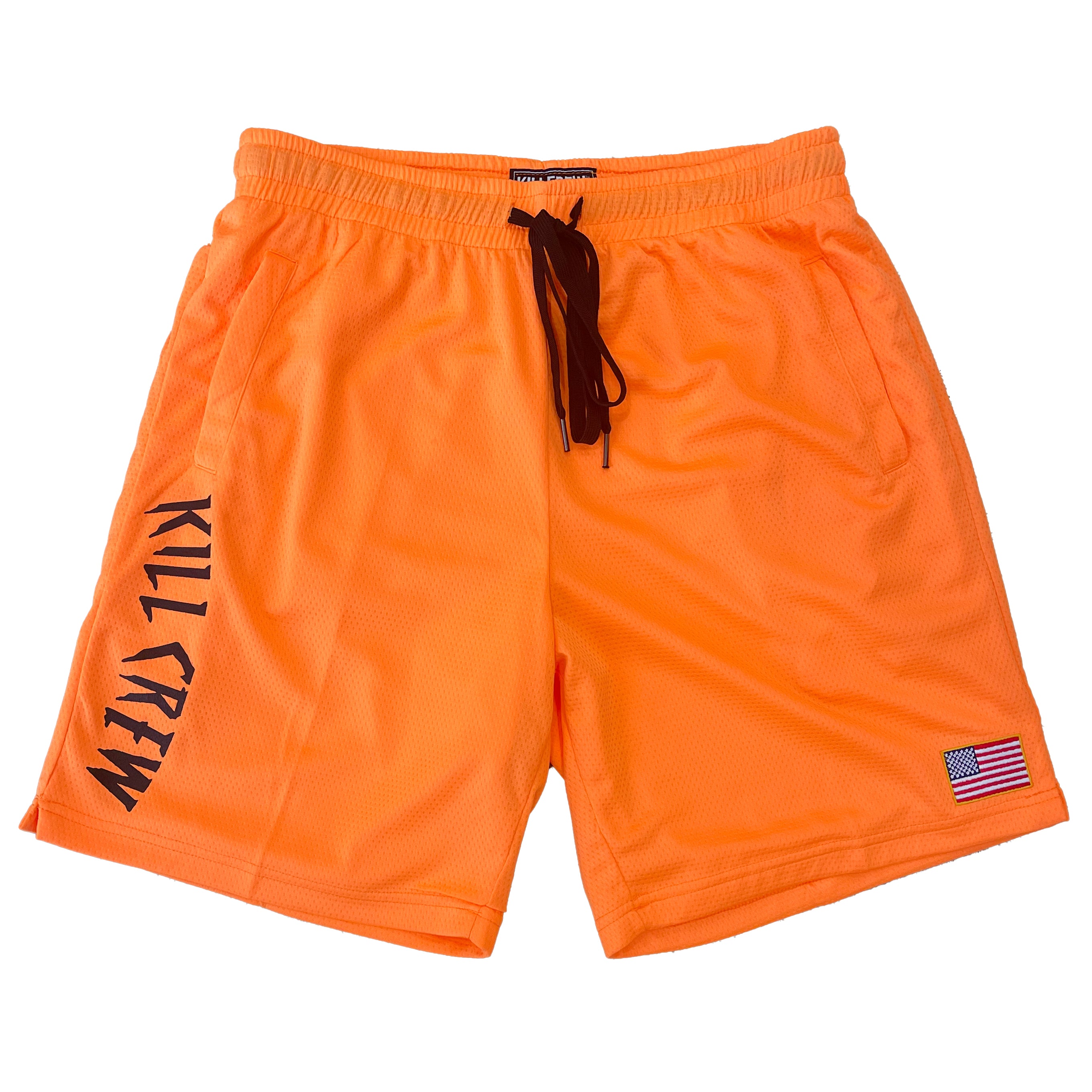 EMBROIDERED FLAG SHORTS - ORANGE