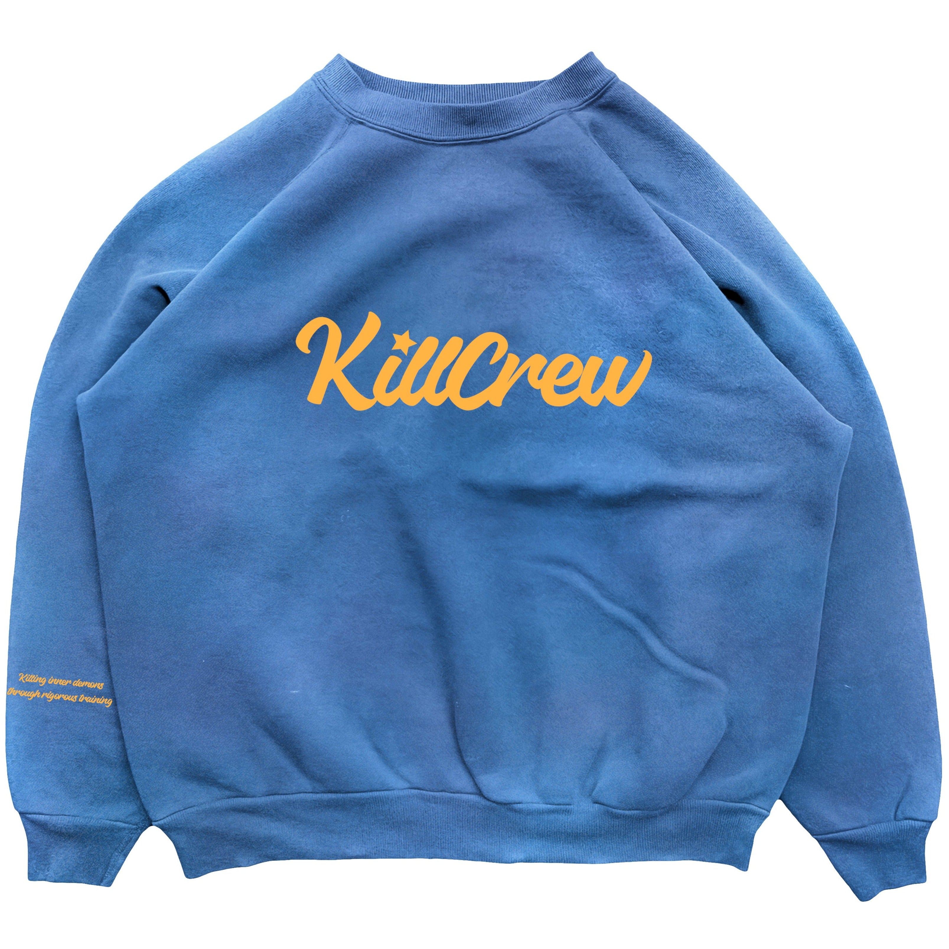 OVERSIZED LUX SCRIPT CREW NECK - BLUE / GOLD