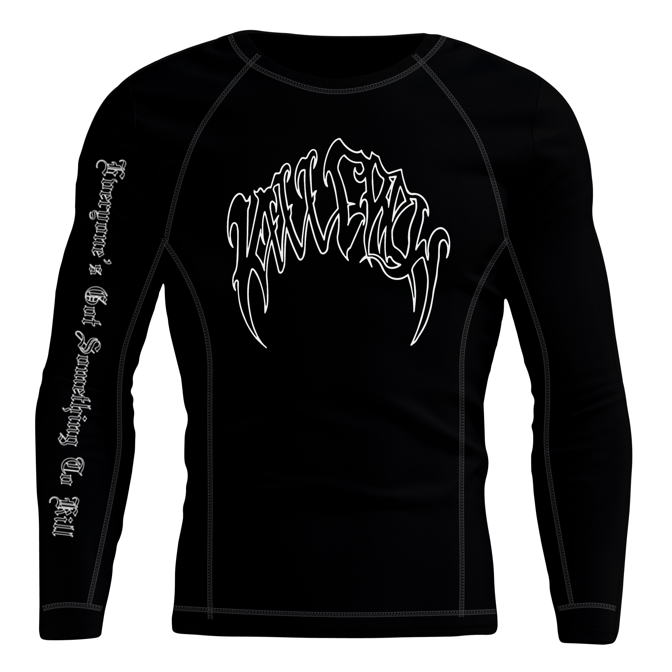 LONE WOLF RASH GUARD - BLACK / WHITE