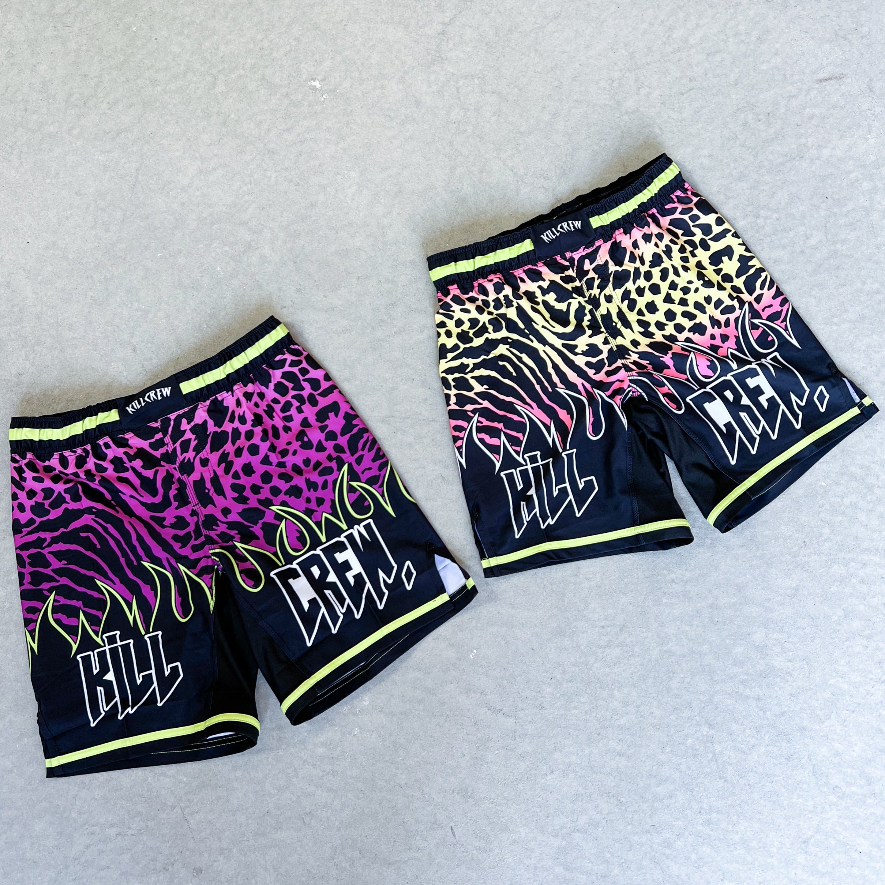 BSEM FIGHT SHORTS (RELAXED CUT) - PURPLE / GREEN